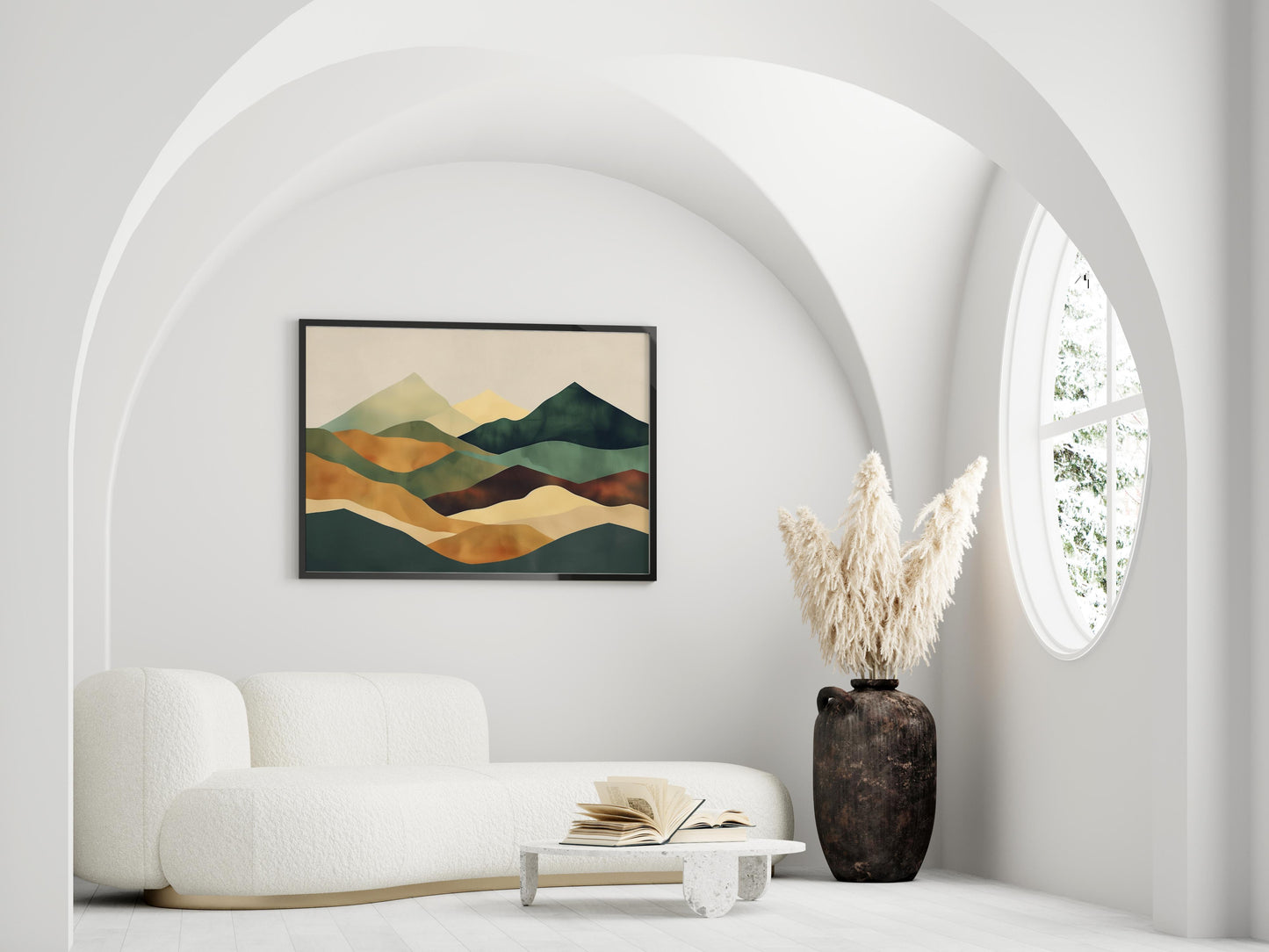 Mountain Whisper by Alejandra Navarro- Modern Art, Valencia, Geometric Abstraction, Harmony, Tranquil Landscape