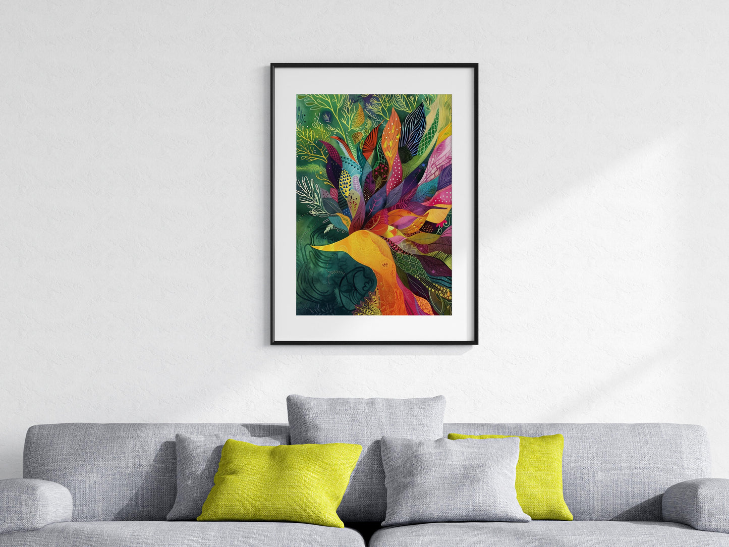 Botanical Symphony- Geometry, Nature Motif, Botany, Minimalism, Colorful