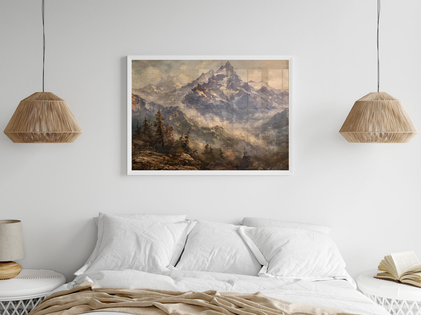 Mist-Enshrouded Peaks- Wall Art, Landscape Painting, Home Decor, Mexico, Modernist