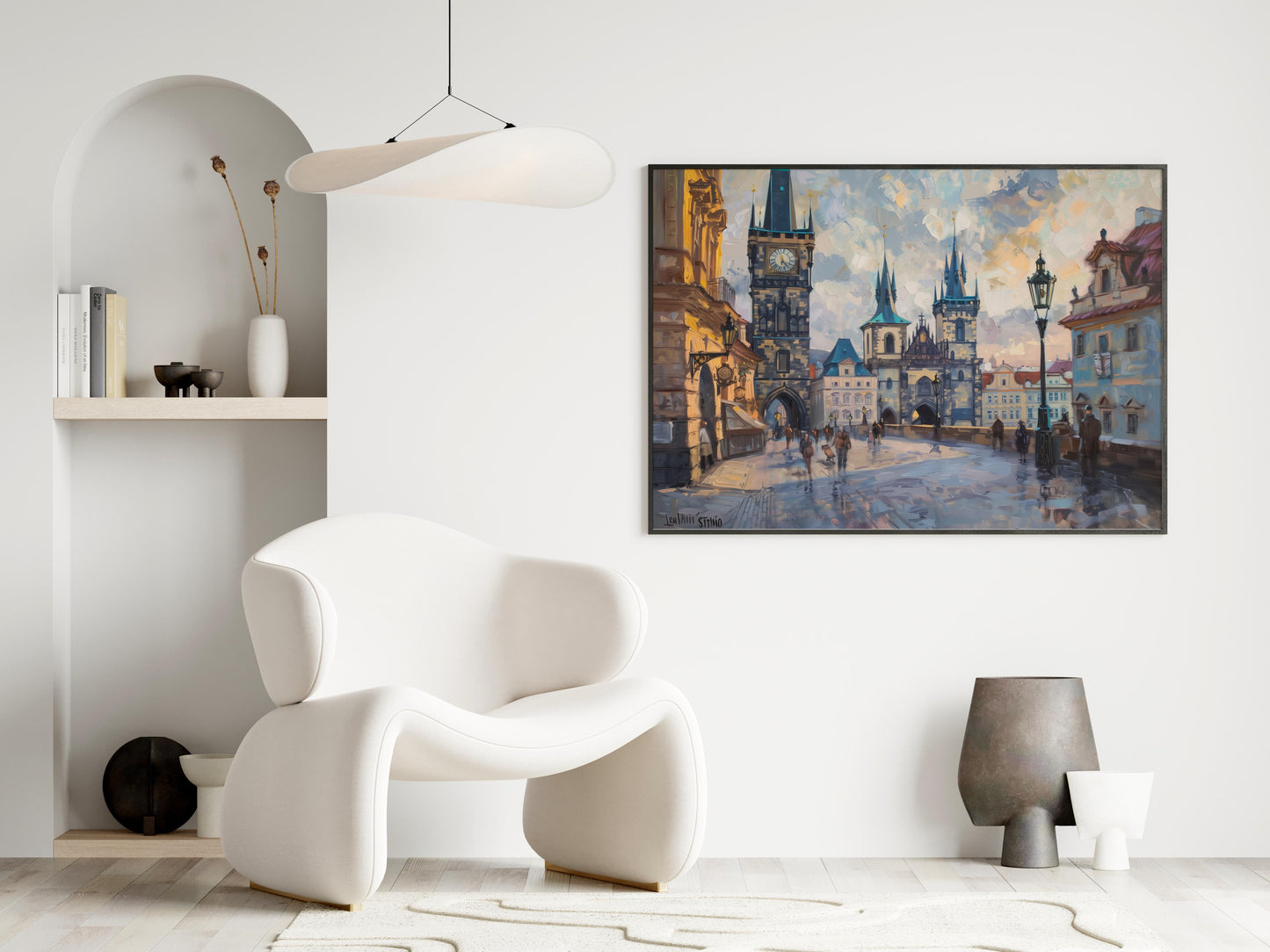 Dawn over Charles Bridge- Office decor, Czech culture, Charles Bridge, Color dynamics, Picturesque views