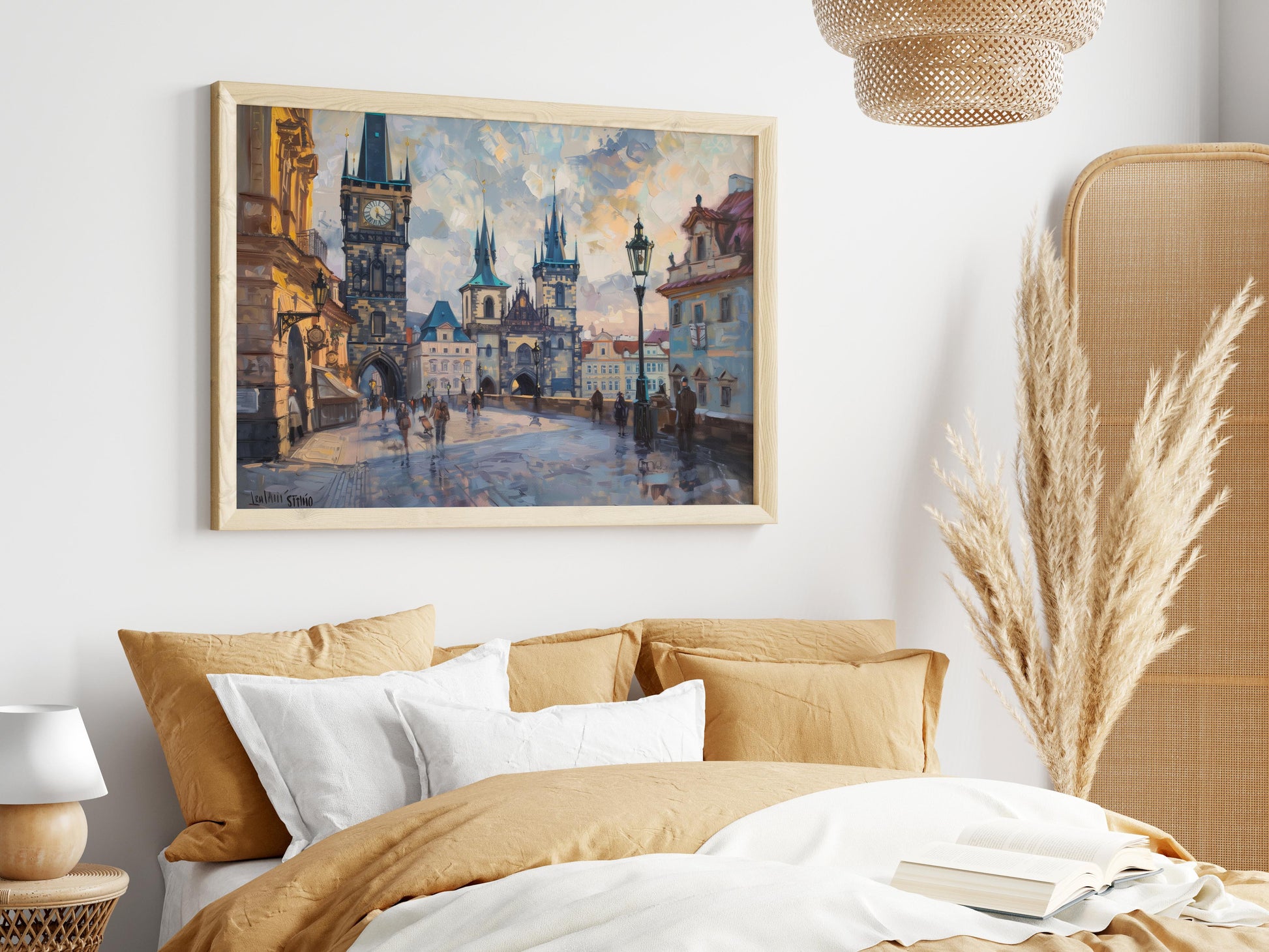 Dawn over Charles Bridge- Tourist attraction, Czech culture, Morning ambiance, Picturesque views, Art prints