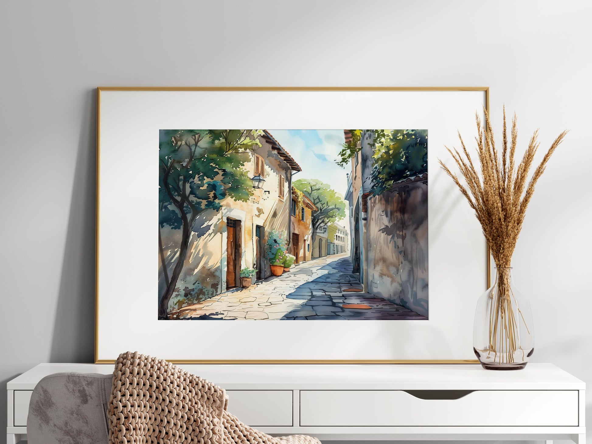 Whispers of the Old Town- detailed representation, home decor, ink art, nature and architecture, soothing art