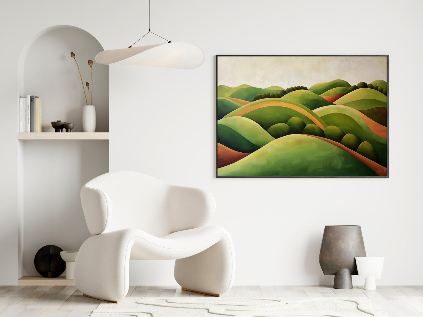 Hills of Harmony- Nature, Green Tones, Expressionism, Decoration, Abstraction