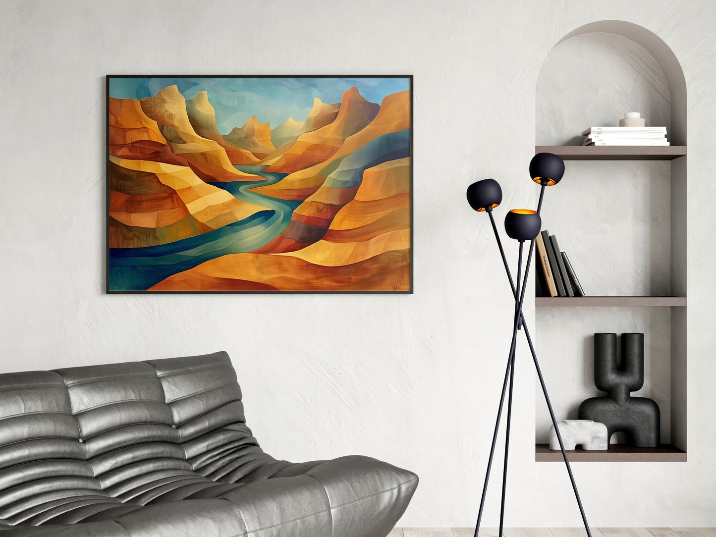 Whisper of the Gorge - Eloise Belmonte- geometric abstraction, nature representation, Art Deco, calm, Aix-en-Provence