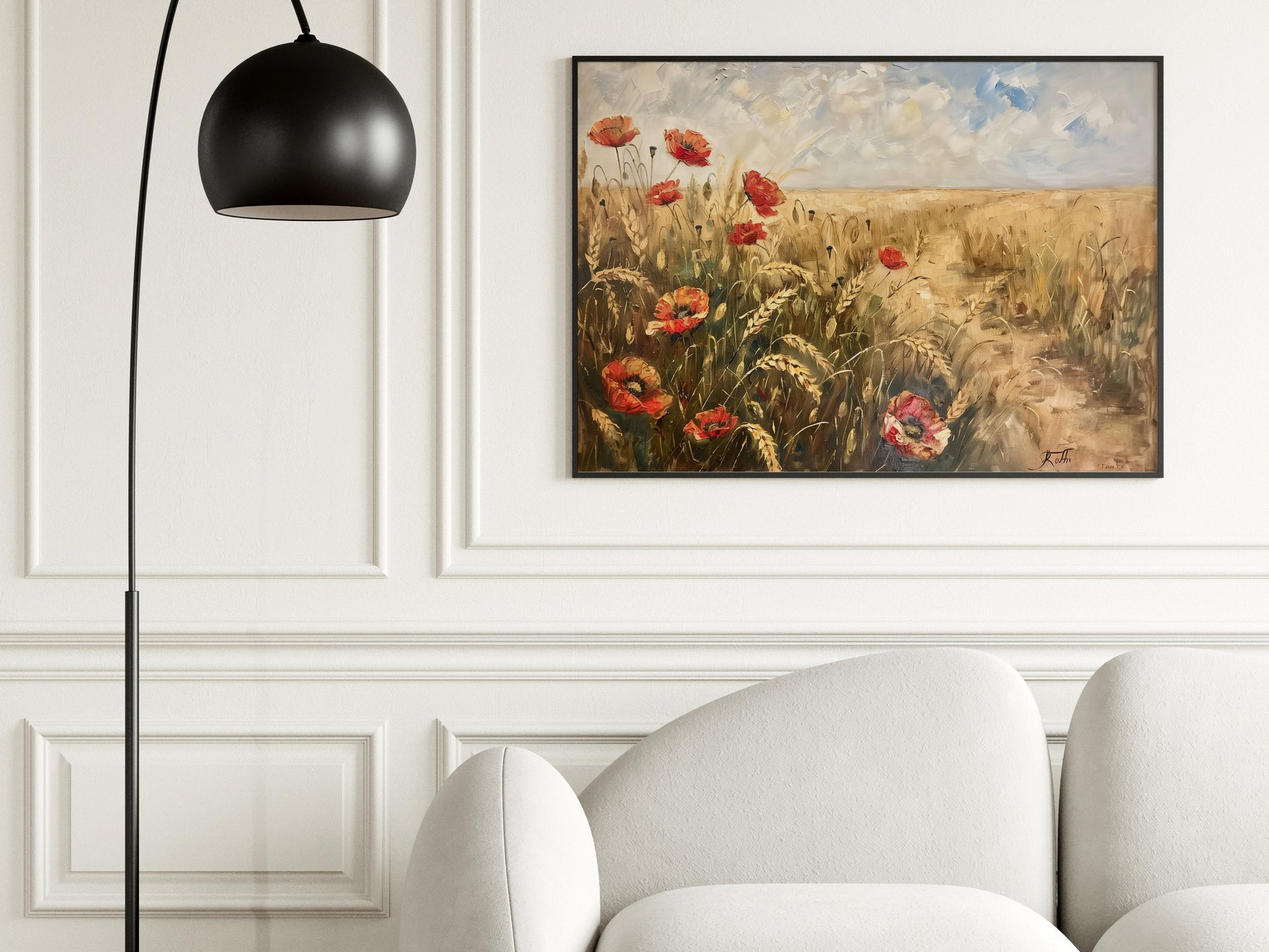 Poppy Flowers in the Wheat Field - A Touch of Modernism- joy of life, nature, Esteban Azuela, collectible, red accents