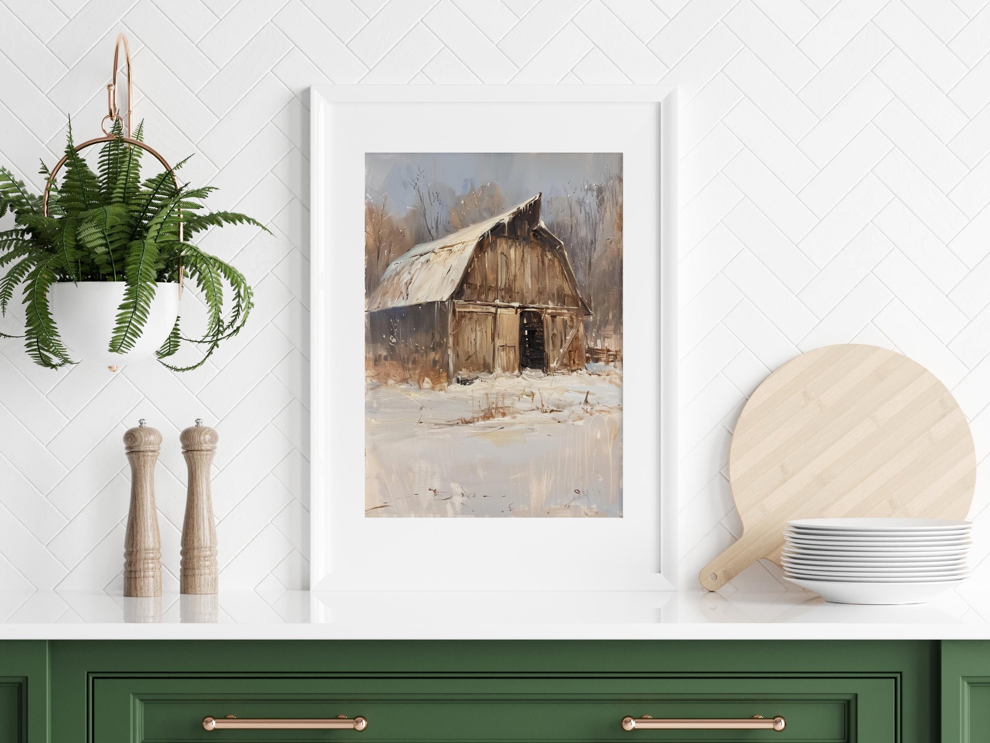 Eternal Stillness in Snowy Garb- Home Decor, Wall Art, Snow, Expressive Painting, Mexican Modernism