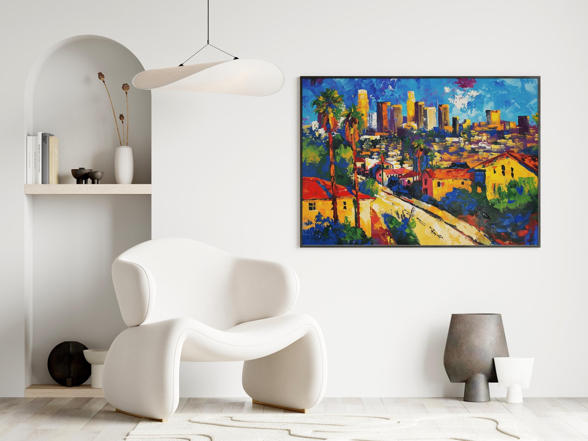 Lights of Los Angeles - A Tribute to the City of Angels by Isabella Conti- Interior Inspiration, Urban Life, Los Angeles Skyline, Wall Decor, Modern Art