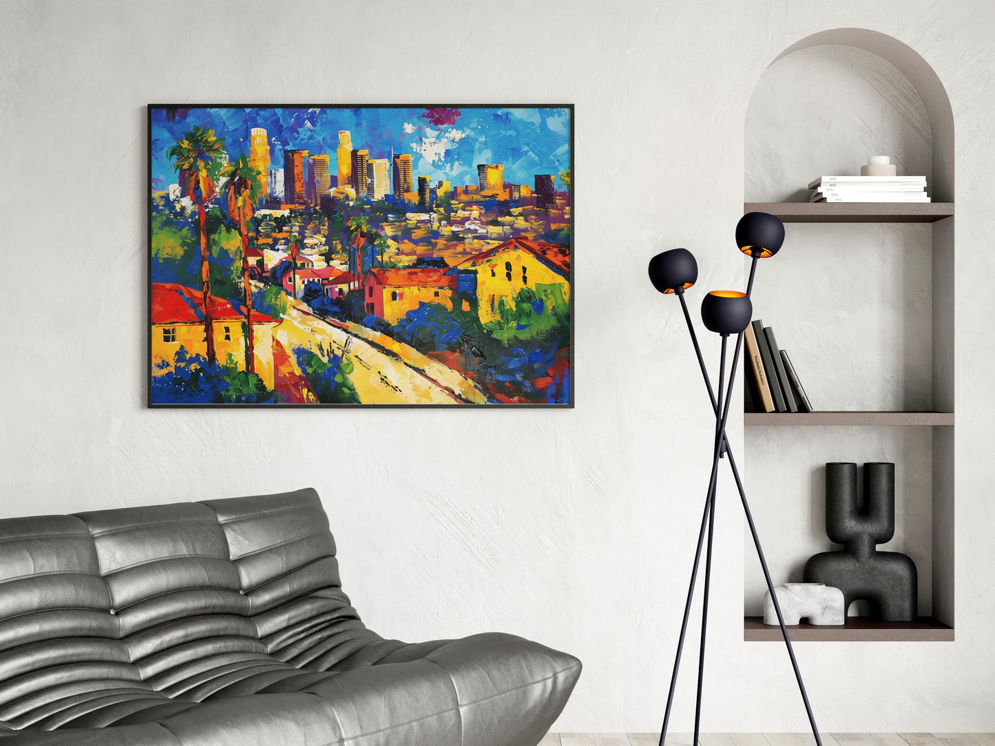 Lights of Los Angeles - A Tribute to the City of Angels by Isabella Conti- Office Decor, Italian Artist, Art Collection, Contemporary Painting, Colorful