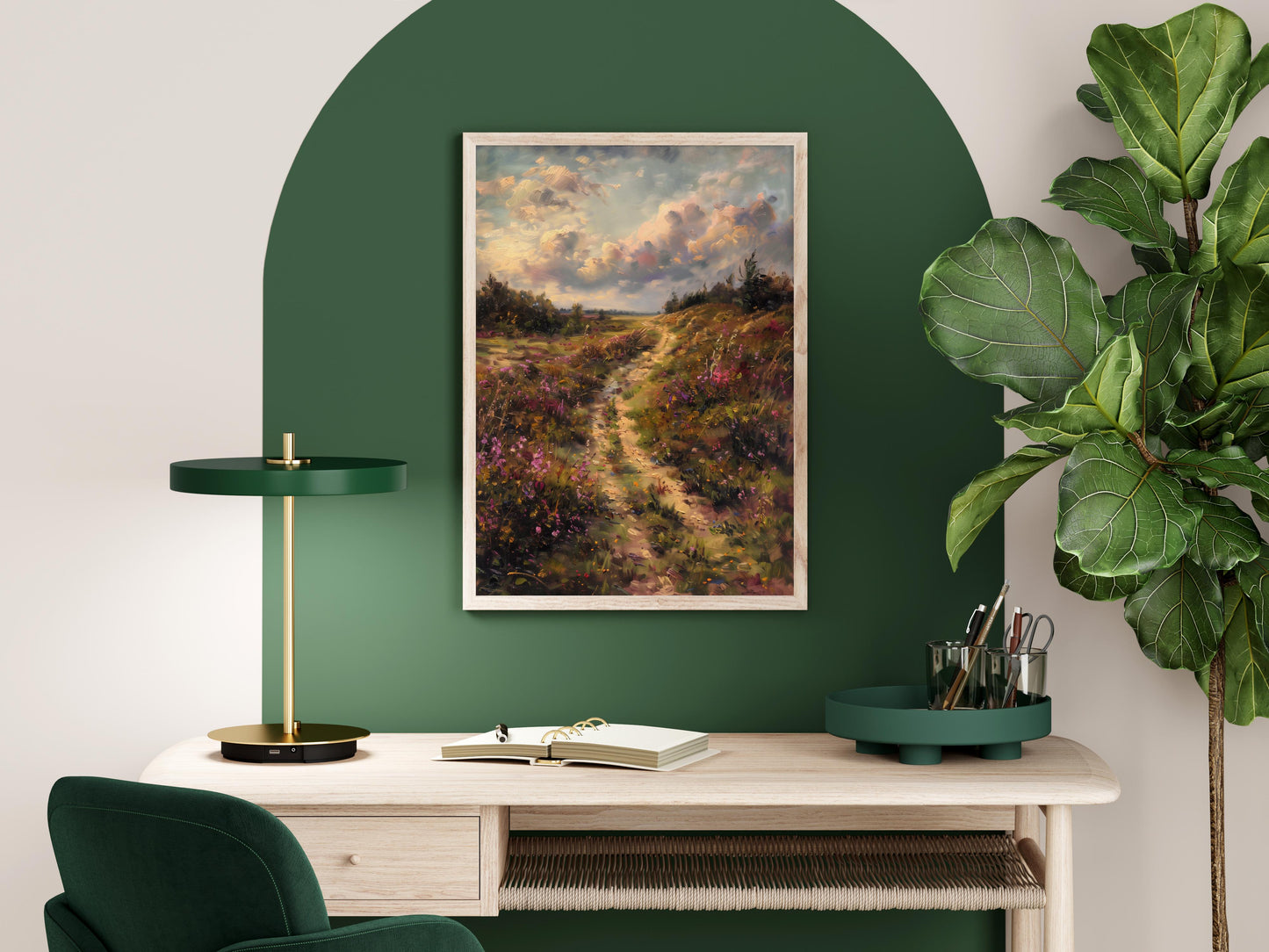 Summer Stroll Through the Heathland- aurora, traditional, color splendor, play of light, landscape painting