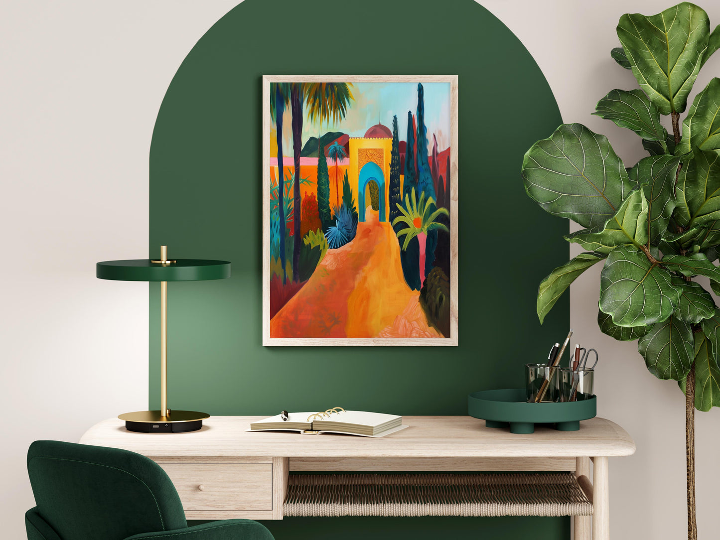 Oasis of Serenity: Moroccan Garden by Leila Abeni- Morocco, North Africa, Art print, Art collection, Interior Design