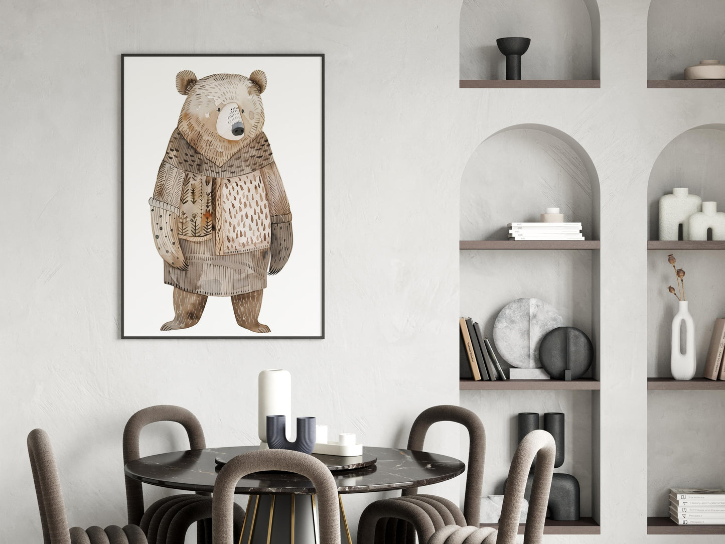 The Guardian of the North- Watercolor art, Scandinavia, Bear illustration, Harmonious colors, Connection with nature