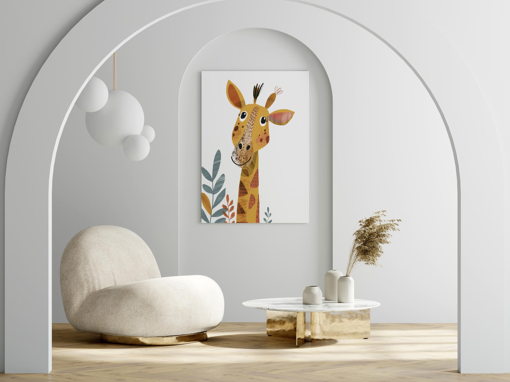 Playful Curiosity - A Giraffe Illustration by Olena Kucherova- children's motif, artist, illustration, giraffe, colorful