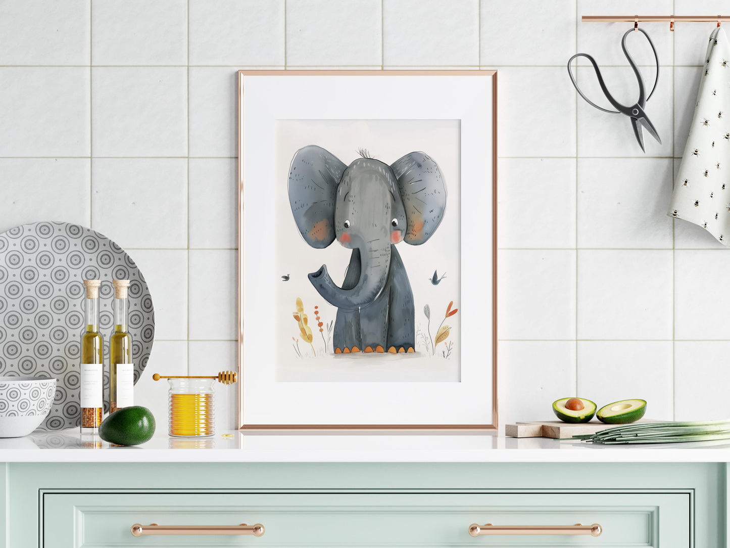 Elefantastische Neugier- Gift Idea, Animal Character, Childlike Curiosity, Stylish Decor, Interior Design