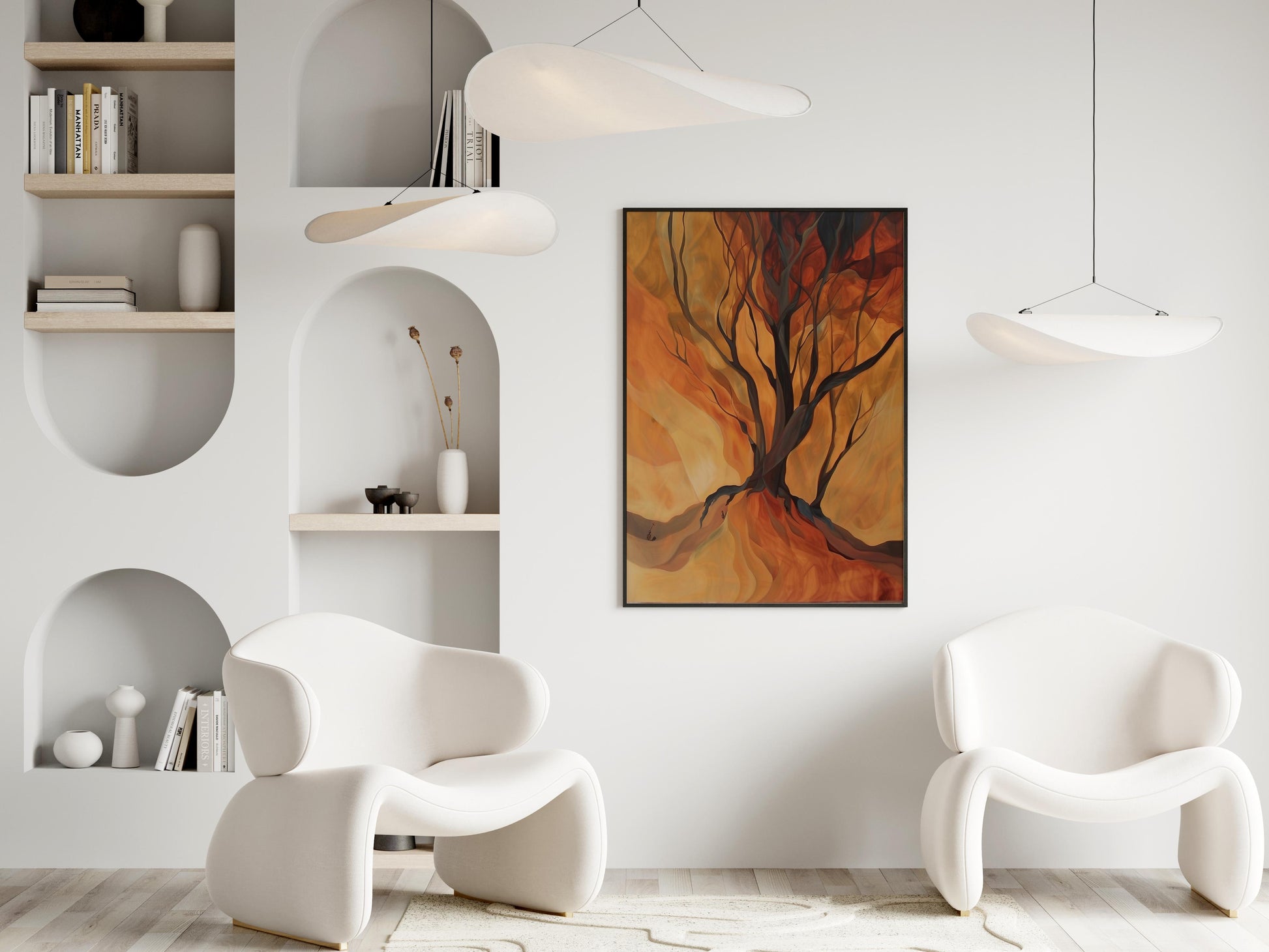 Flames of the Earth- Minimalism, botanical, French artist, geometric, tree motif