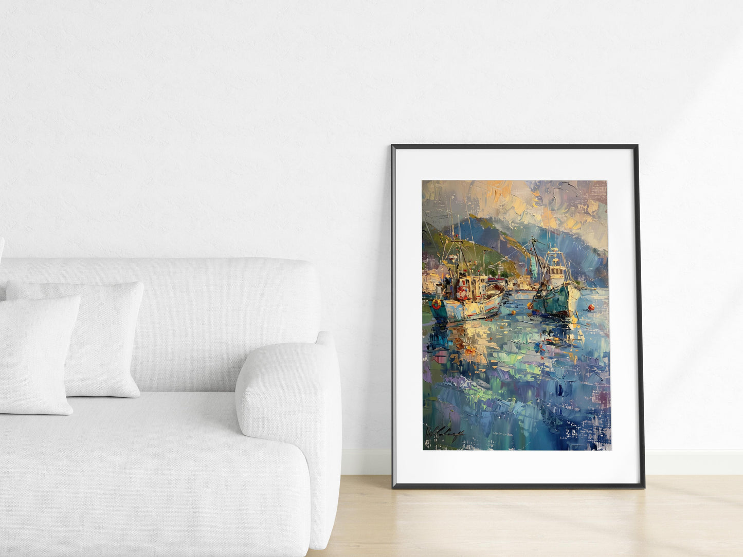 Impressions of the Sea: Fishing Boats at Twilight- Sea, Gallery-Quality, Alessia Moretti, Italian Riviera, Impressionism