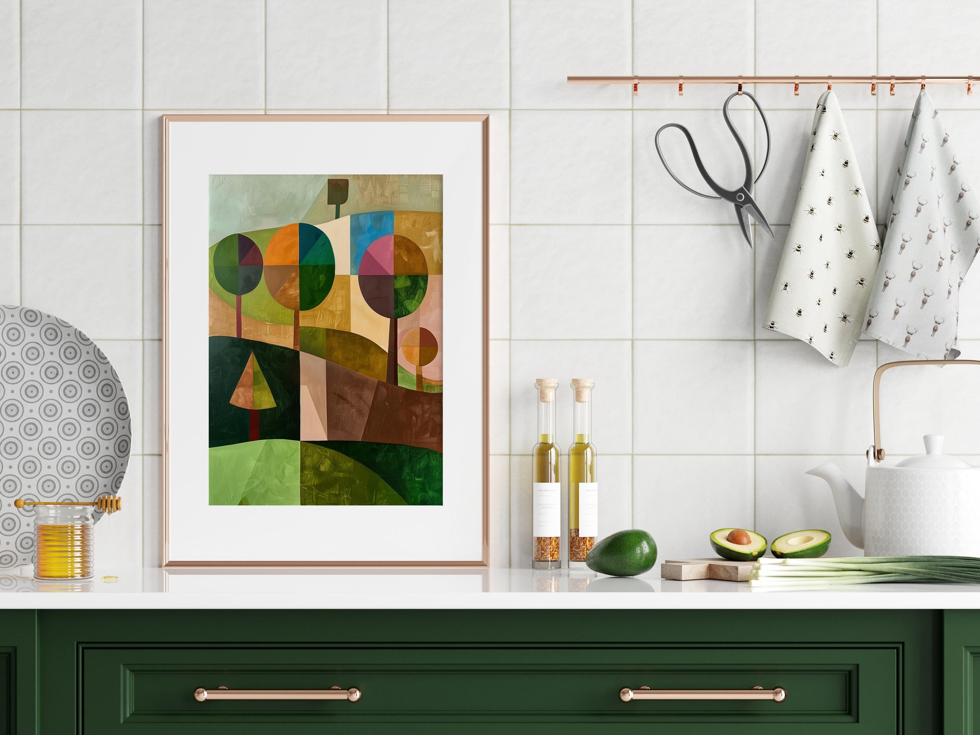 Geometric Forest: A Play of Lines and Colors- Abstract Expressionism, Abstract Art, Geometry, Color Blocking, Nature