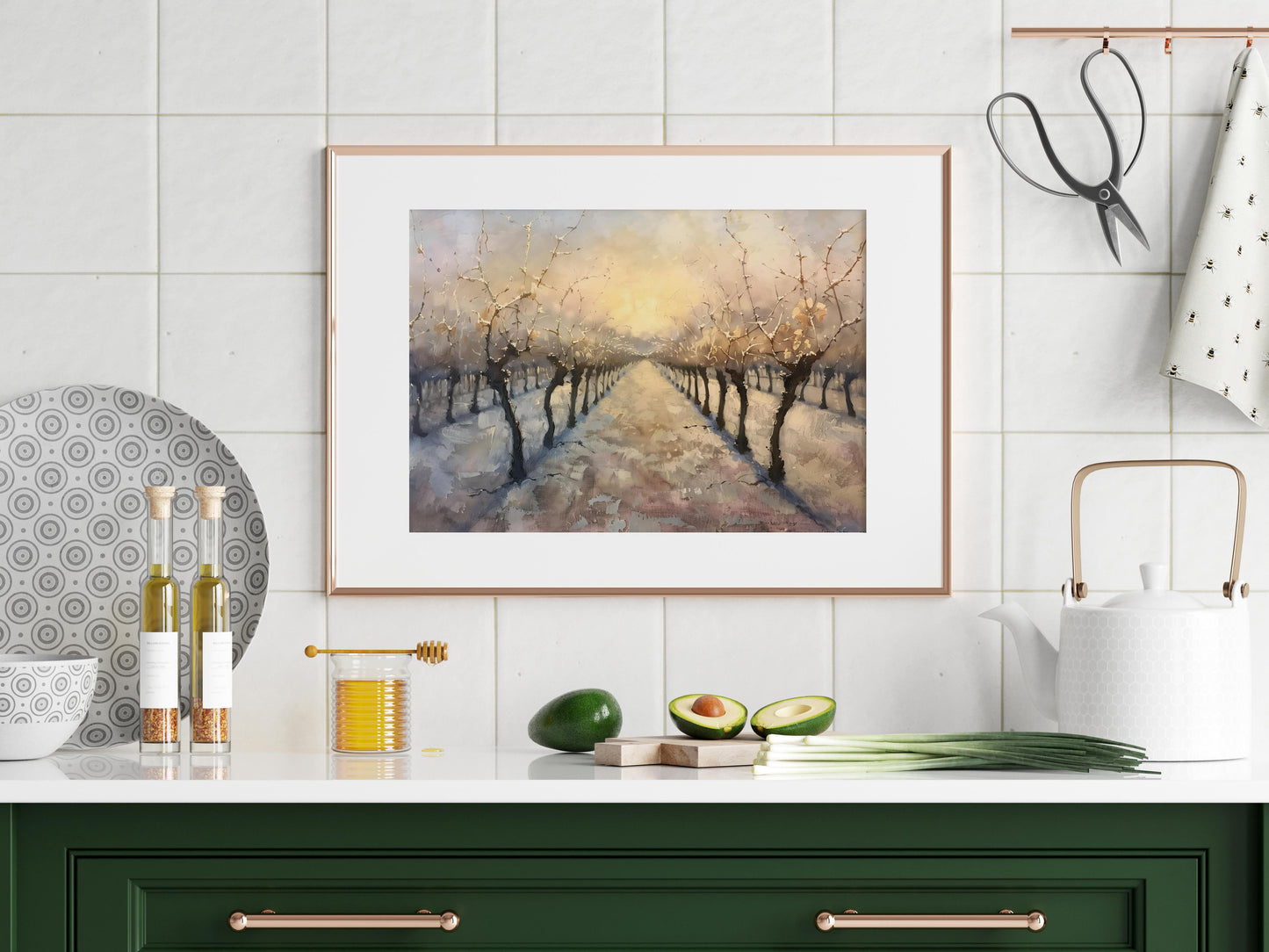 Winter Whispers in the Vineyards- Ice Wine, Winter Landscape, Canadian Art, Texture, Golden Hour