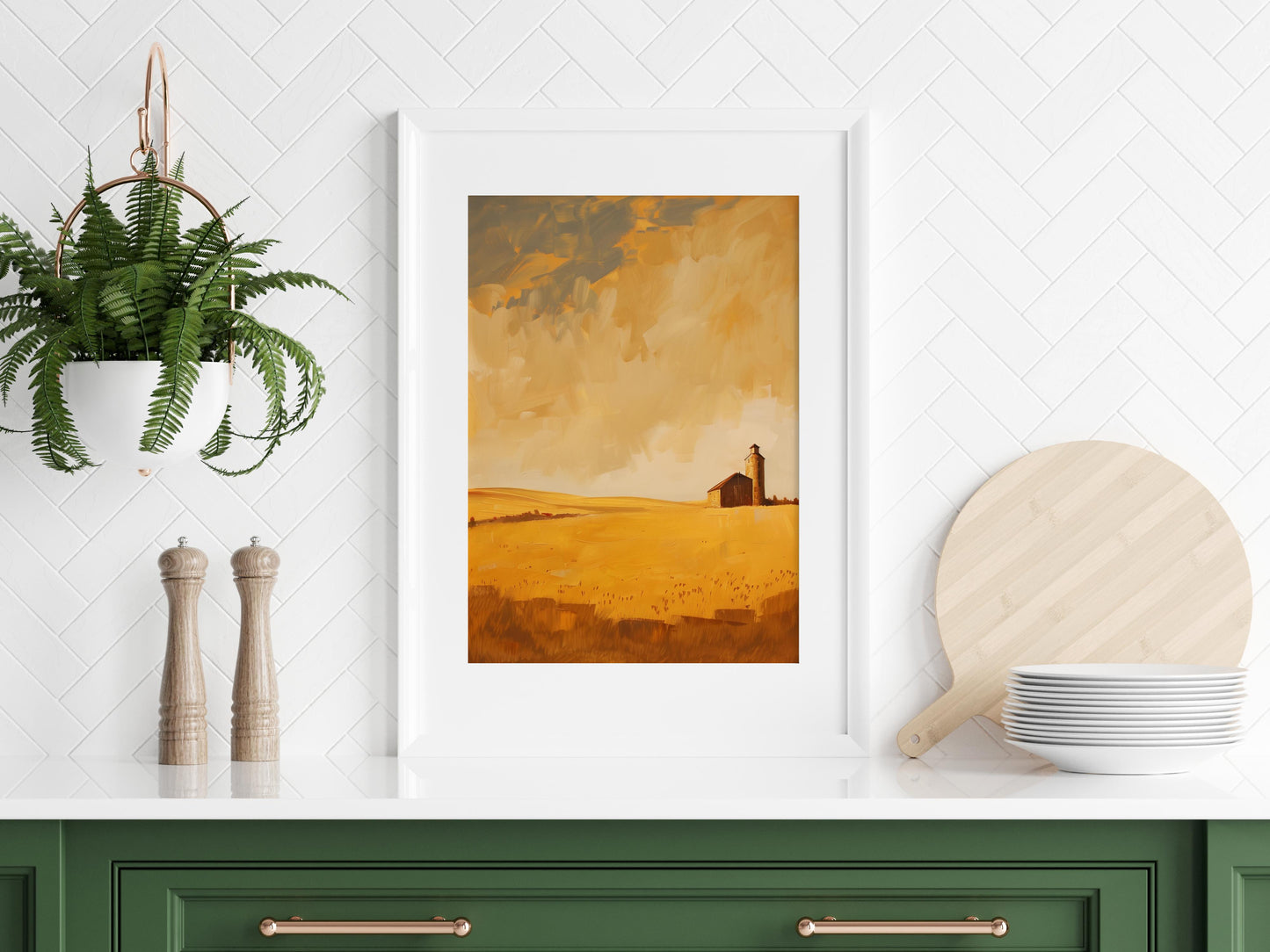 Golden Expanse- Art purchase, Interior design, Landscape art, Atmosphere, Gallery quality