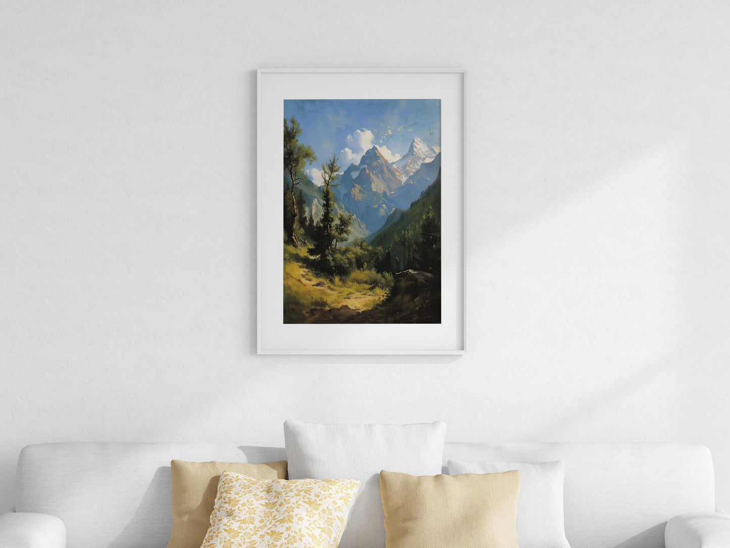 Majestic Tranquility of the Swiss Alps- American artist, Realism, forest, nature painting, path