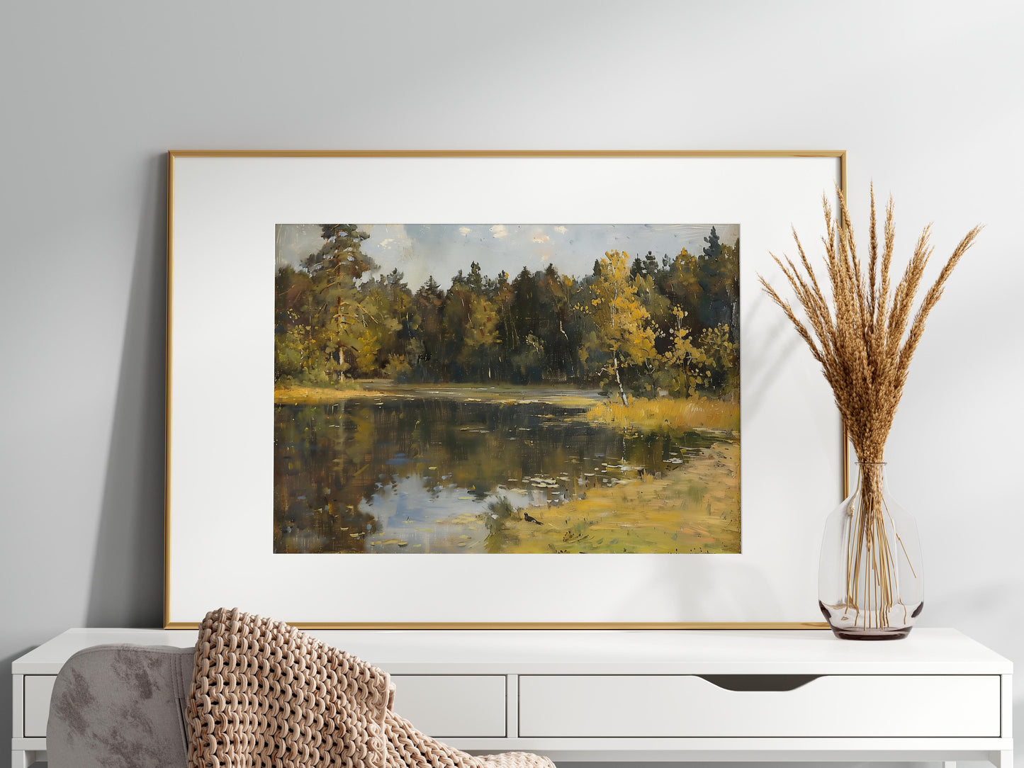 Herbstliche Stille am finnischen See- autumn mood, American realism, water reflection, photorealism, play of light