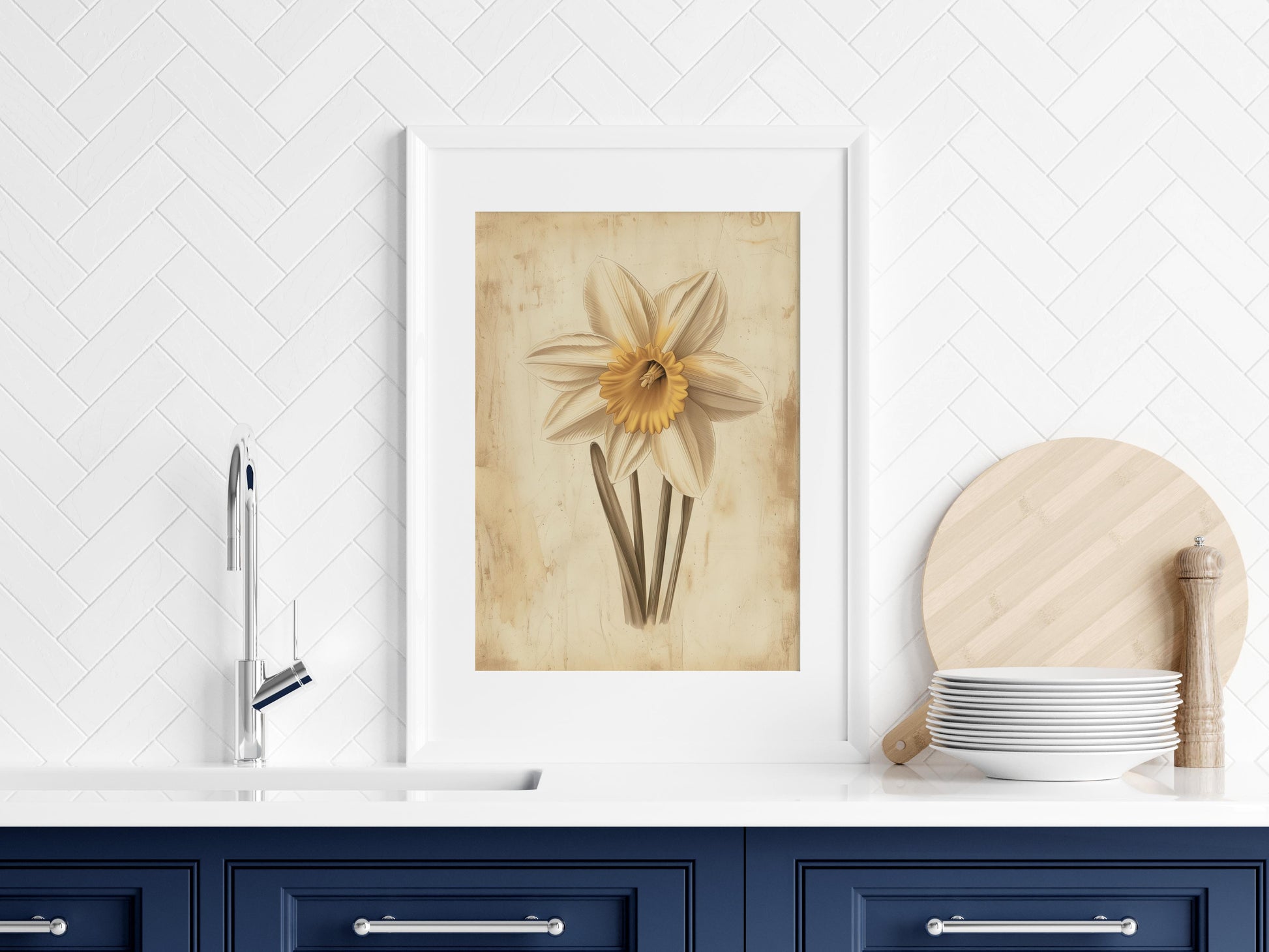 Zeitlose Narzisse- nature depiction, gift idea, flower picture, botanical art, contemporary art