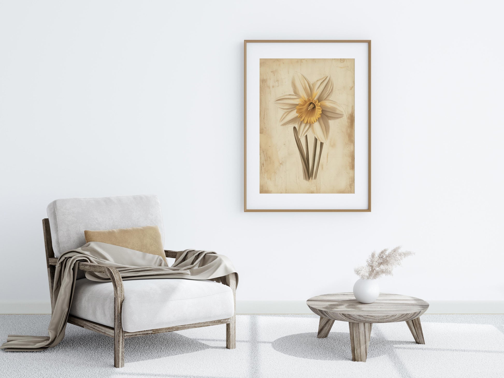 Zeitlose Narzisse- gift idea, floral illustration, contemporary art, antique paper, botanical art