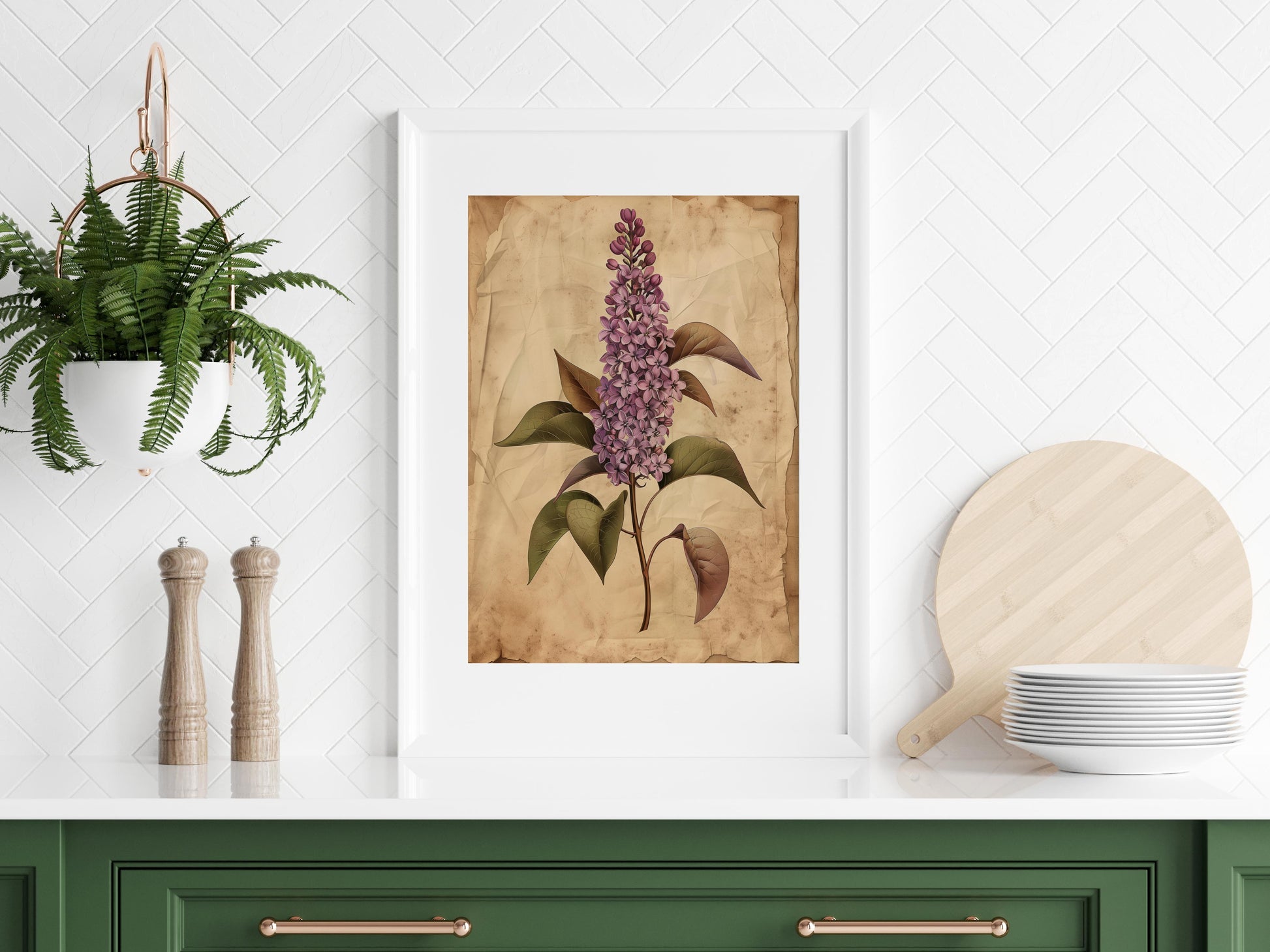 Ewiger Frühling: Lilac von Fiona Aisling- Classical Art, Art Collector, Lilac Blossom, Nature Illustration, Detailed Drawing