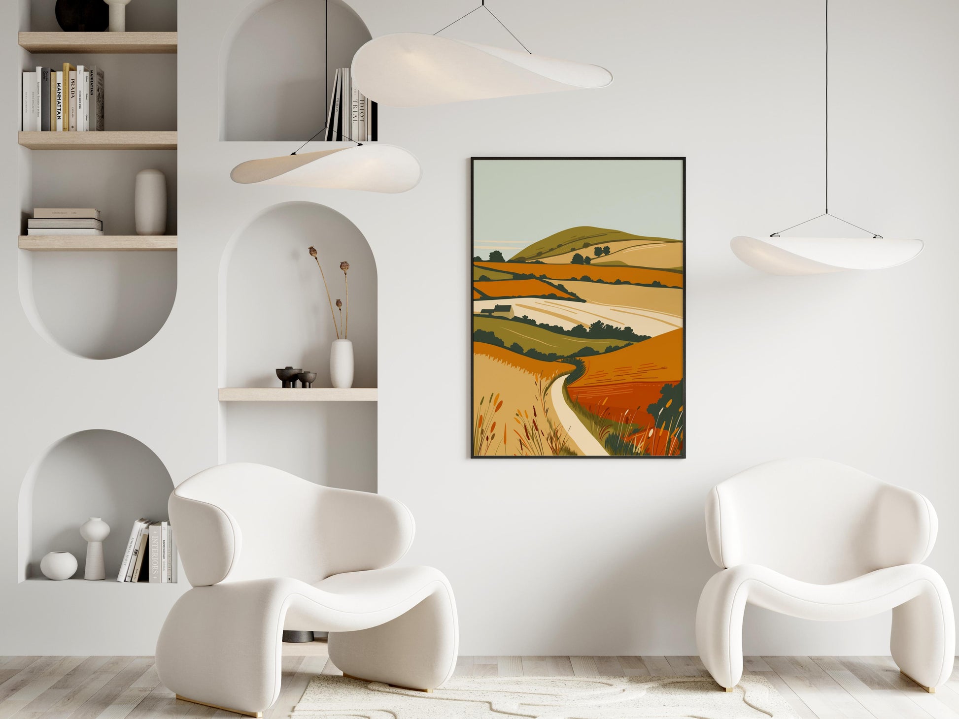 Whispering Hills: An Idyllic Picture of the English Countryside- English countryside, geometry, wall decoration, home decor, earth