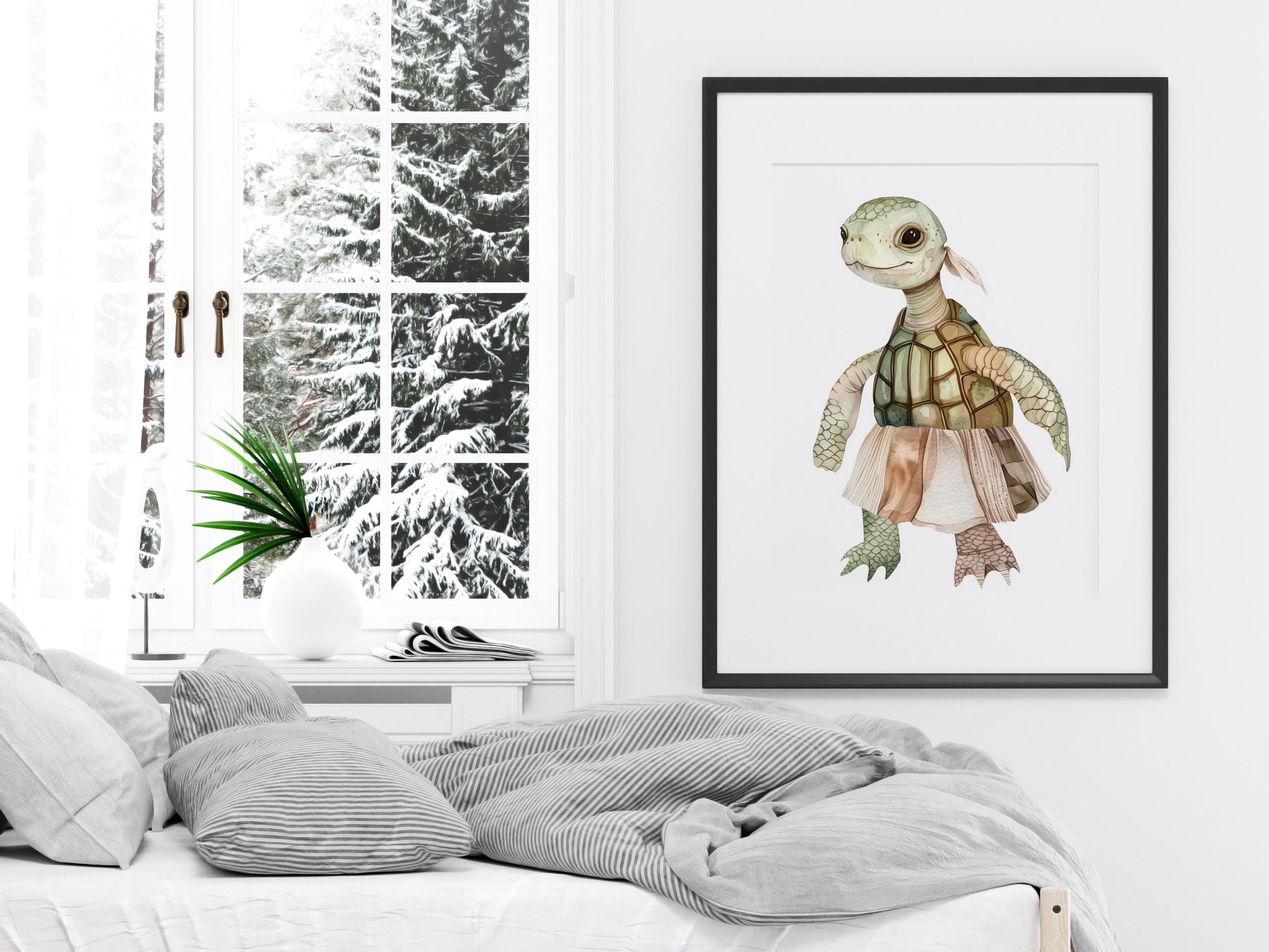 Turtle Tales by Eliana Solberg- mythical, anthropomorphism, watercolor, wall decoration, turtle