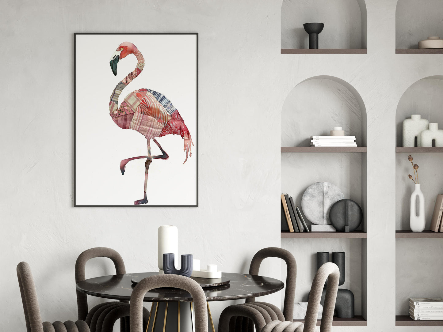 Flamingo Fantasien von Eliana Solberg- Eliana Solberg, Stoffmuster, norwegische Künstlerin, Märchenästhetik, Aquarell