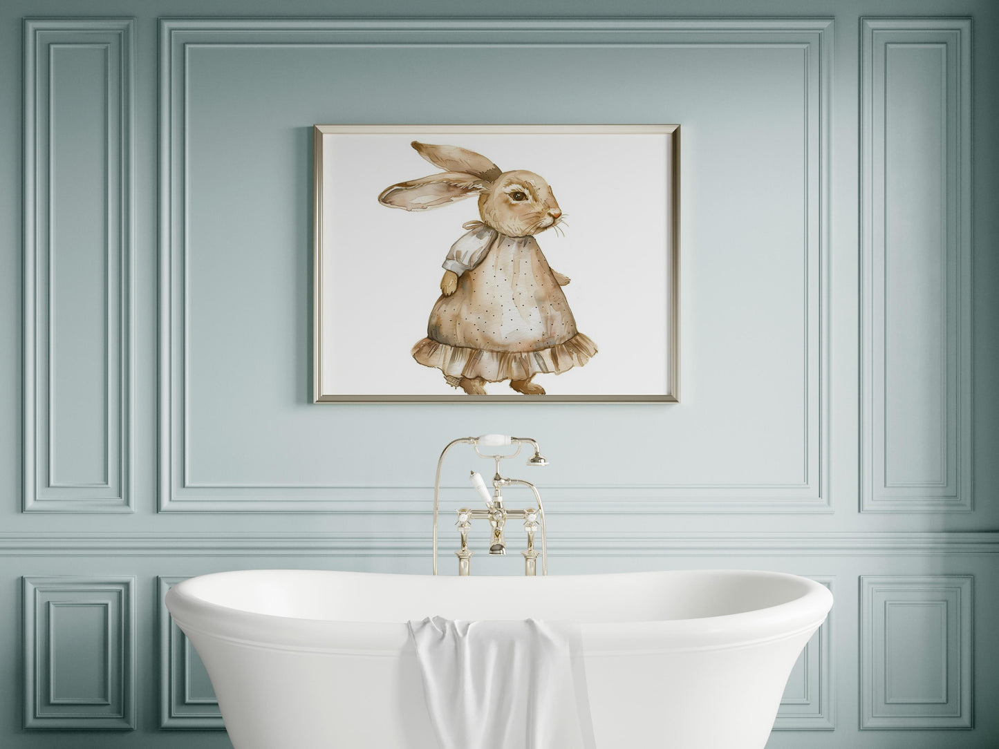 The Magic of the North: The Rabbit in Dress- fairy tale, children's room, rabbit, watercolor, mythical creatures