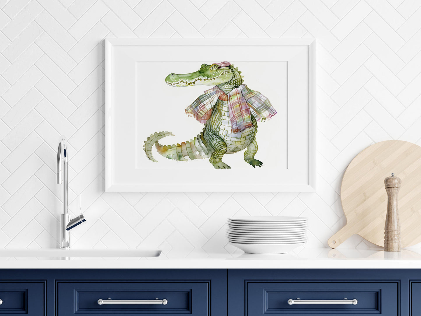 Der elegante Krokodilherr- fairy-tale aesthetic, Eliana Solberg, watercolor, crocodile, soft colors