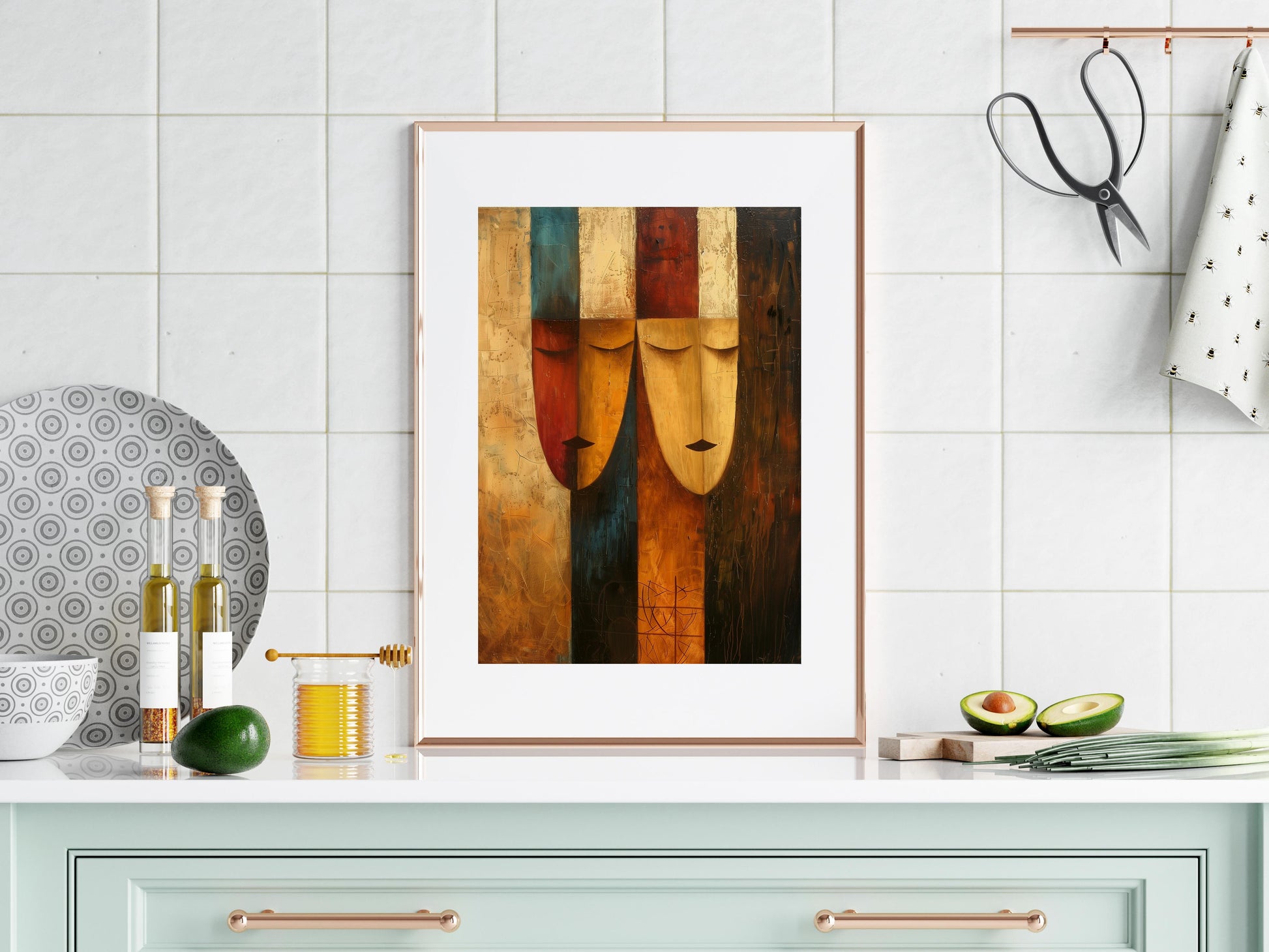 Symphony of Forms- abstract art, Art Deco, color blocks, Eloise Belmonte, botanical art