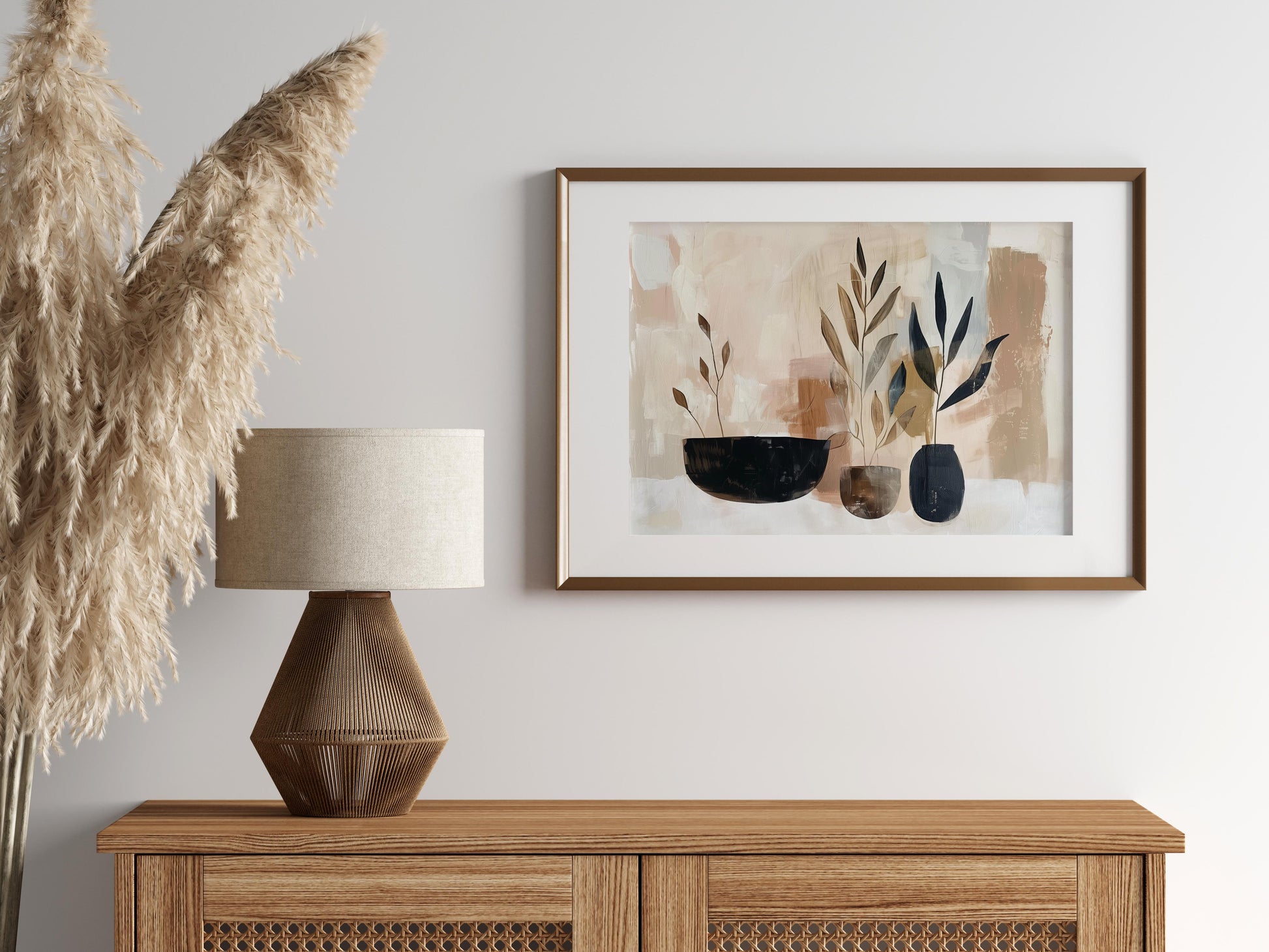 Whispers of Nature- French artist, contemporary art, botanical motifs, abstract art, earth tones