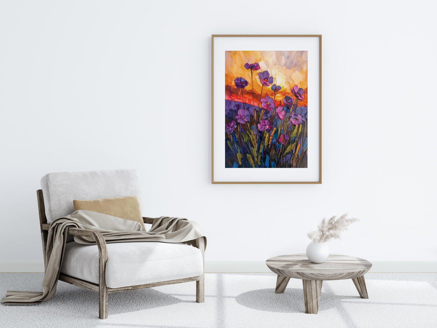 Floral Magic at Sunset- landscape painting, buy art, post-impressionism, American artist, color dynamics