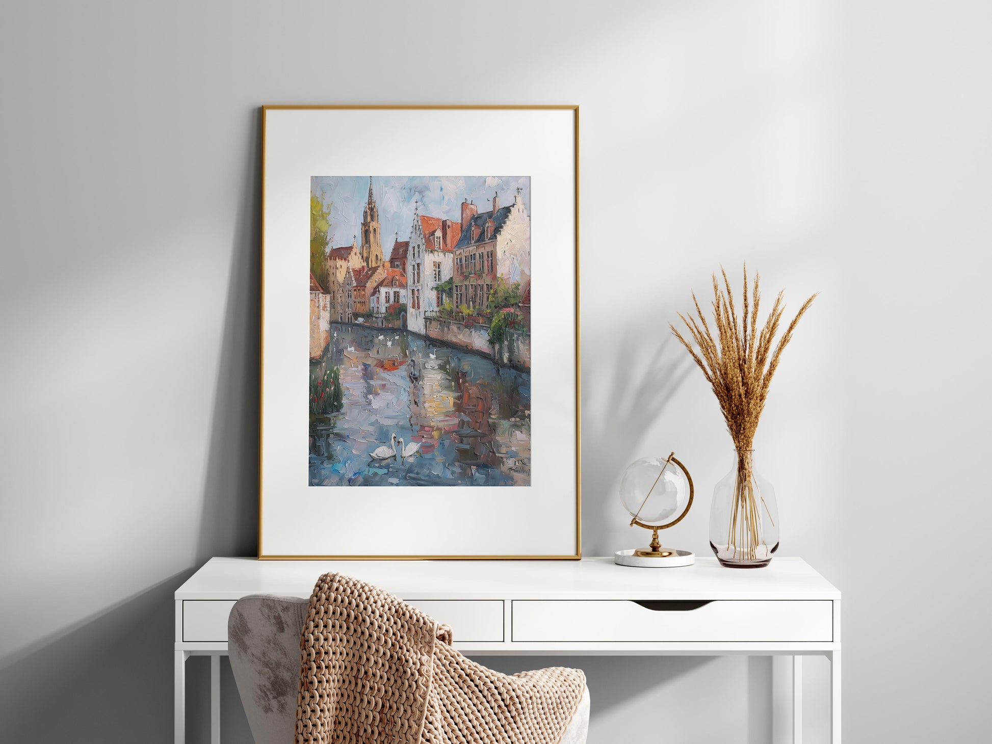 Morning Stillness in Bruges- historic architecture, Bruges, reflections, play of light, swans