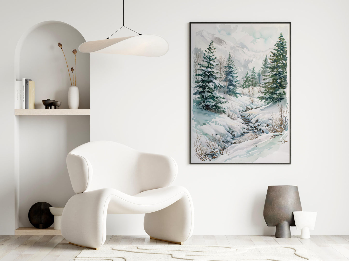 Winterliche Stille in den Alpen- streams, fir trees, winter, mountain landscape, snow