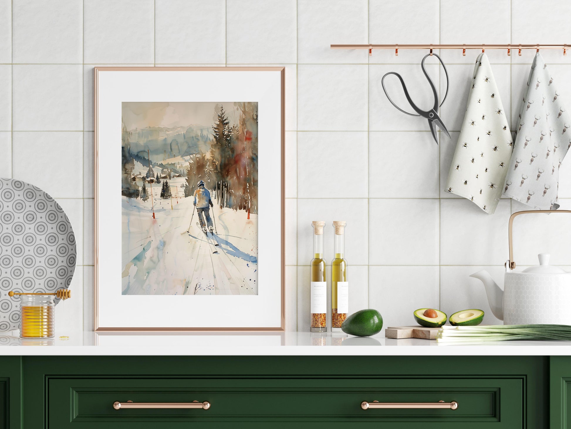 Wintersport in Kitzbühel- winter, modern art, gift idea, ink, wall decoration