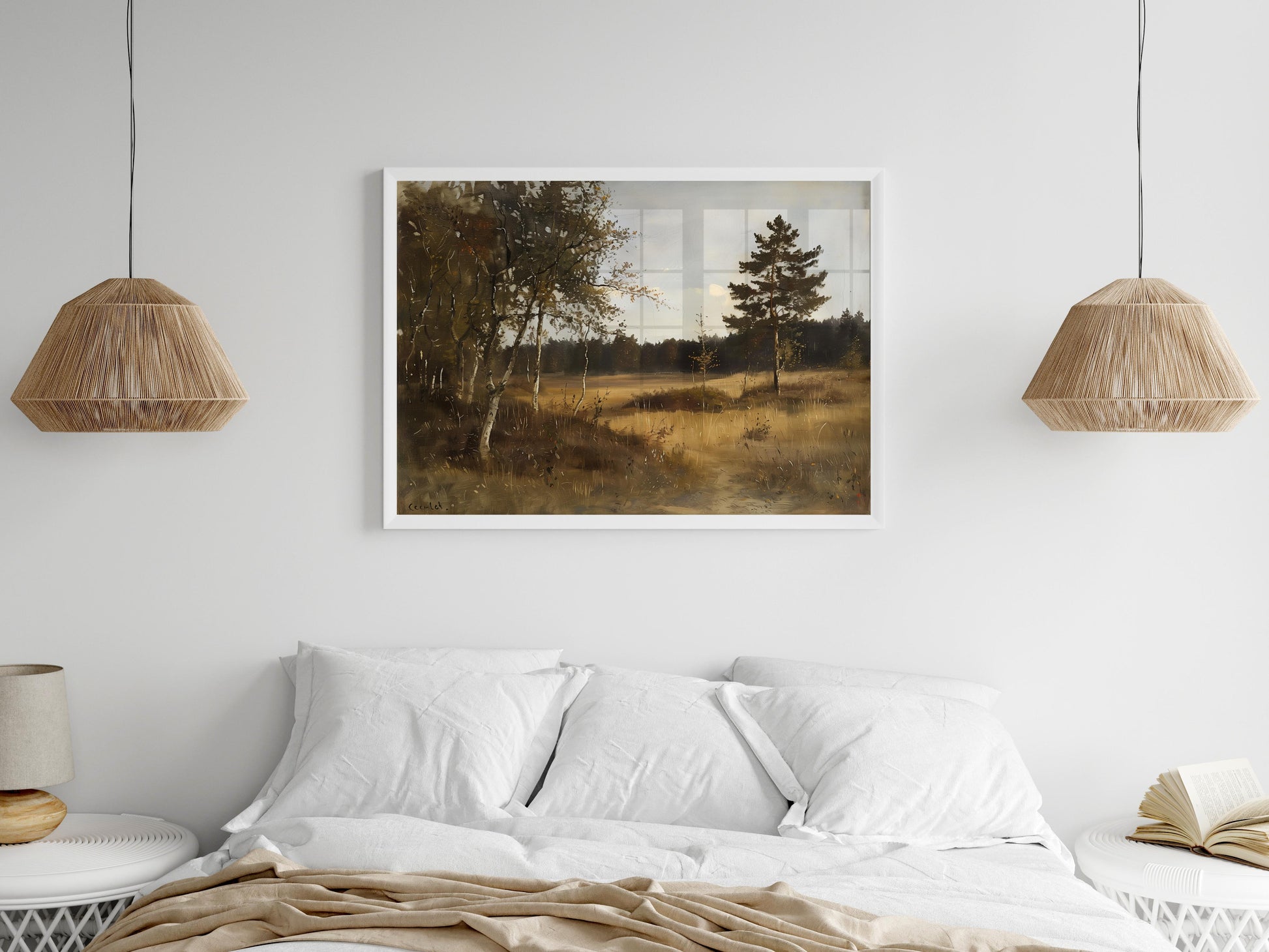 Autumnal Serenity in the Lüneburg Heath- soothing art, American realism, art collection, heath landscape, photorealism