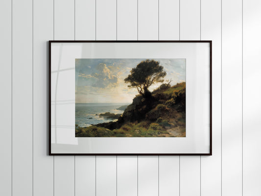 Morgenlicht an der irischen Küste- art print, Photorealism, coastal landscape, tree, sunlight