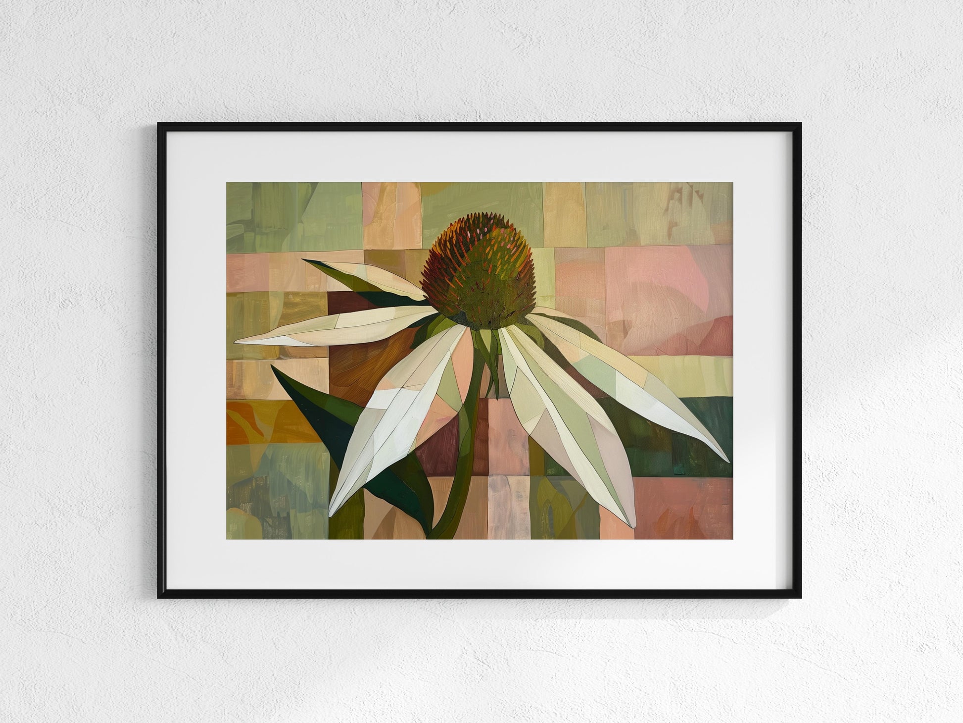 Geometric Silence: The Coneflower by Alejandra Navarro- Nature-inspired, Home Decor, Flowers, Valencia, Abstraction