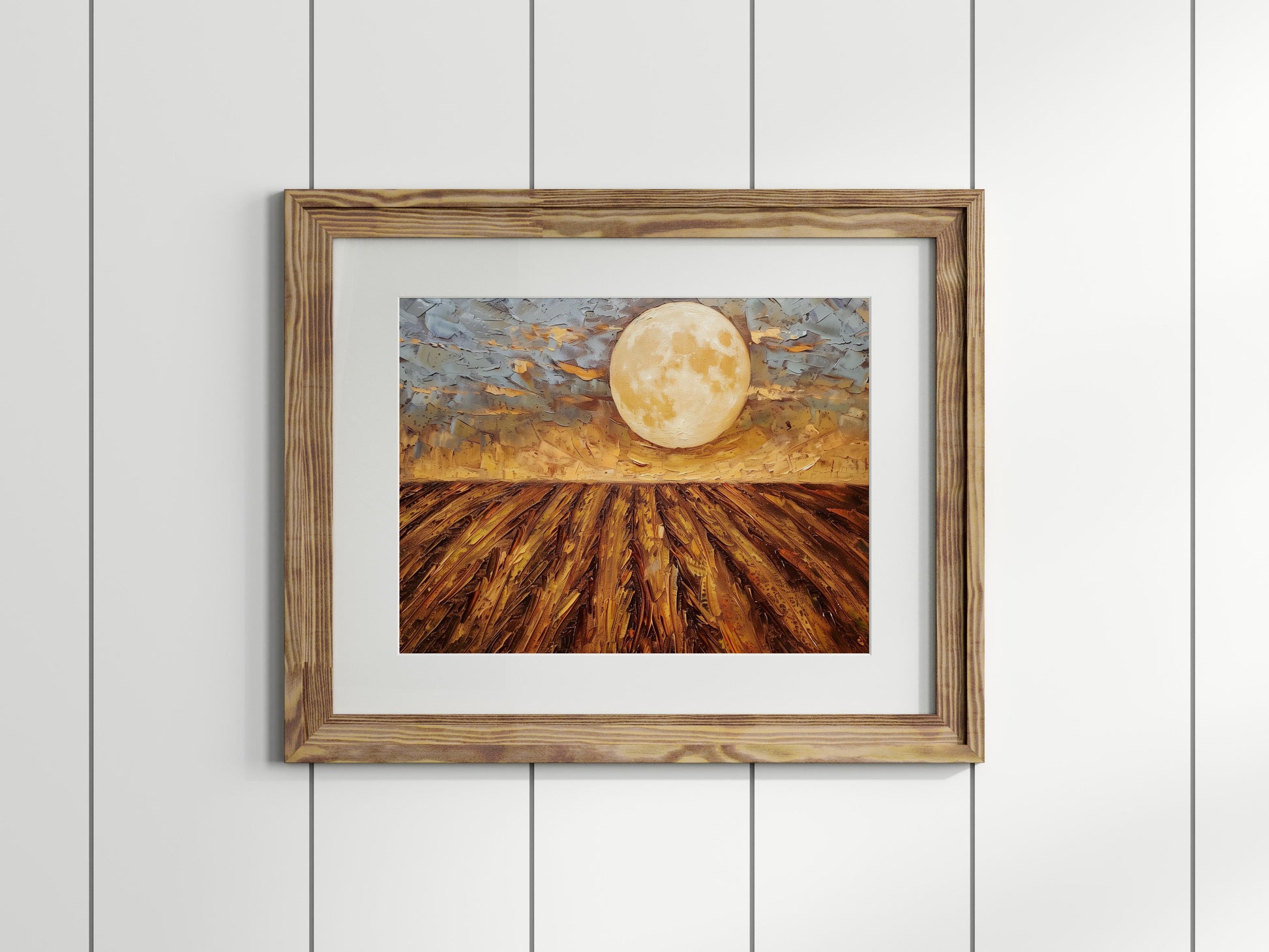 Moonlit Night over Swedish Fields- Swedish Art, Harvest Field, Moonlight, Art Collection, Painting Purchase