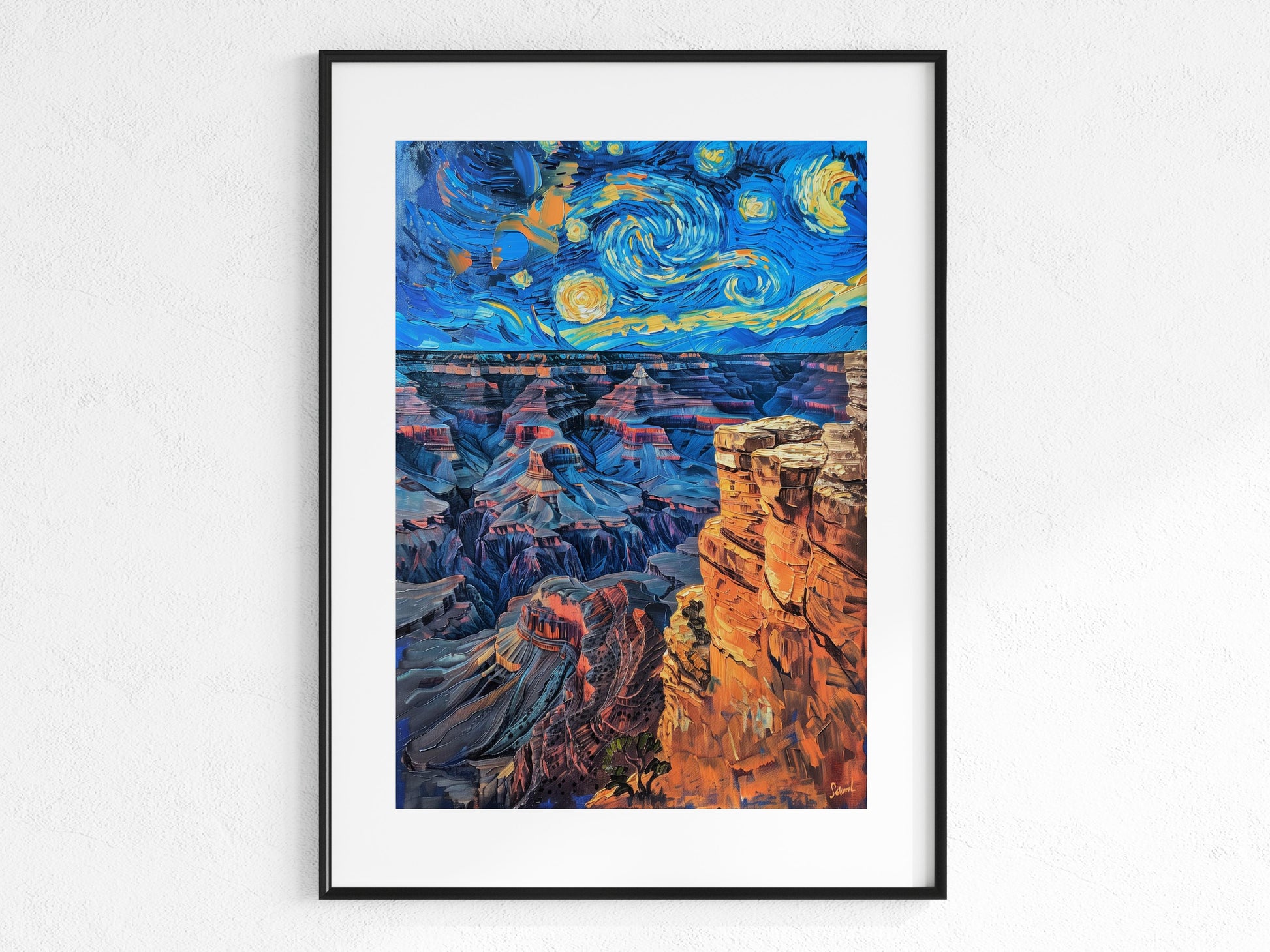 Celestial Swirl Above the Grand Canyon- Impressive, Landscape painting, Mystic, Art collector, Brushstrokes