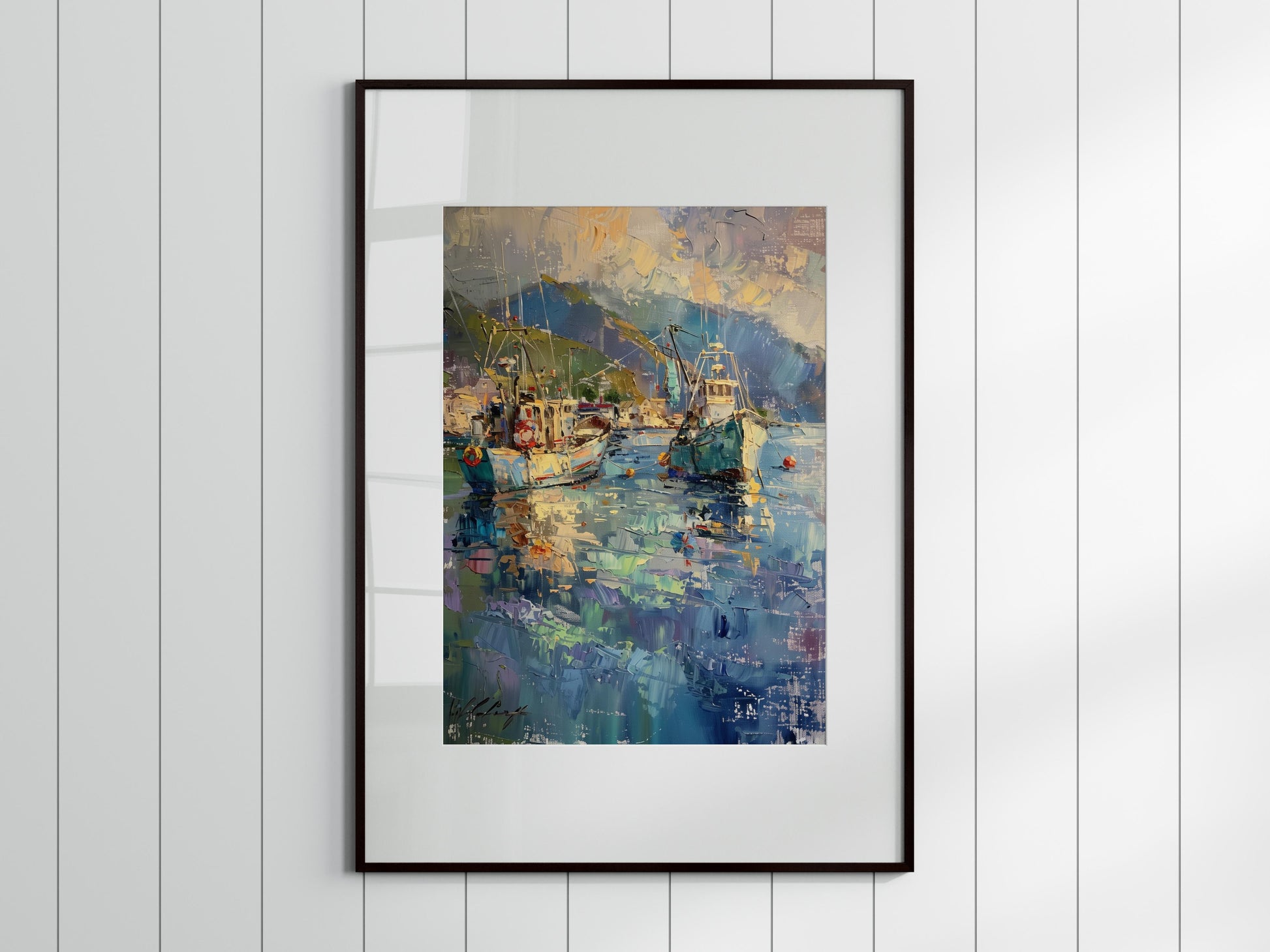 Impressions of the Sea: Fishing Boats at Twilight- Twilight, Coastal Landscape, Alessia Moretti, Impressionism, Gallery-Quality