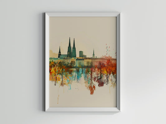 Vienna Reflections- creative representation, Nature, Skyline, city art, watercolor look