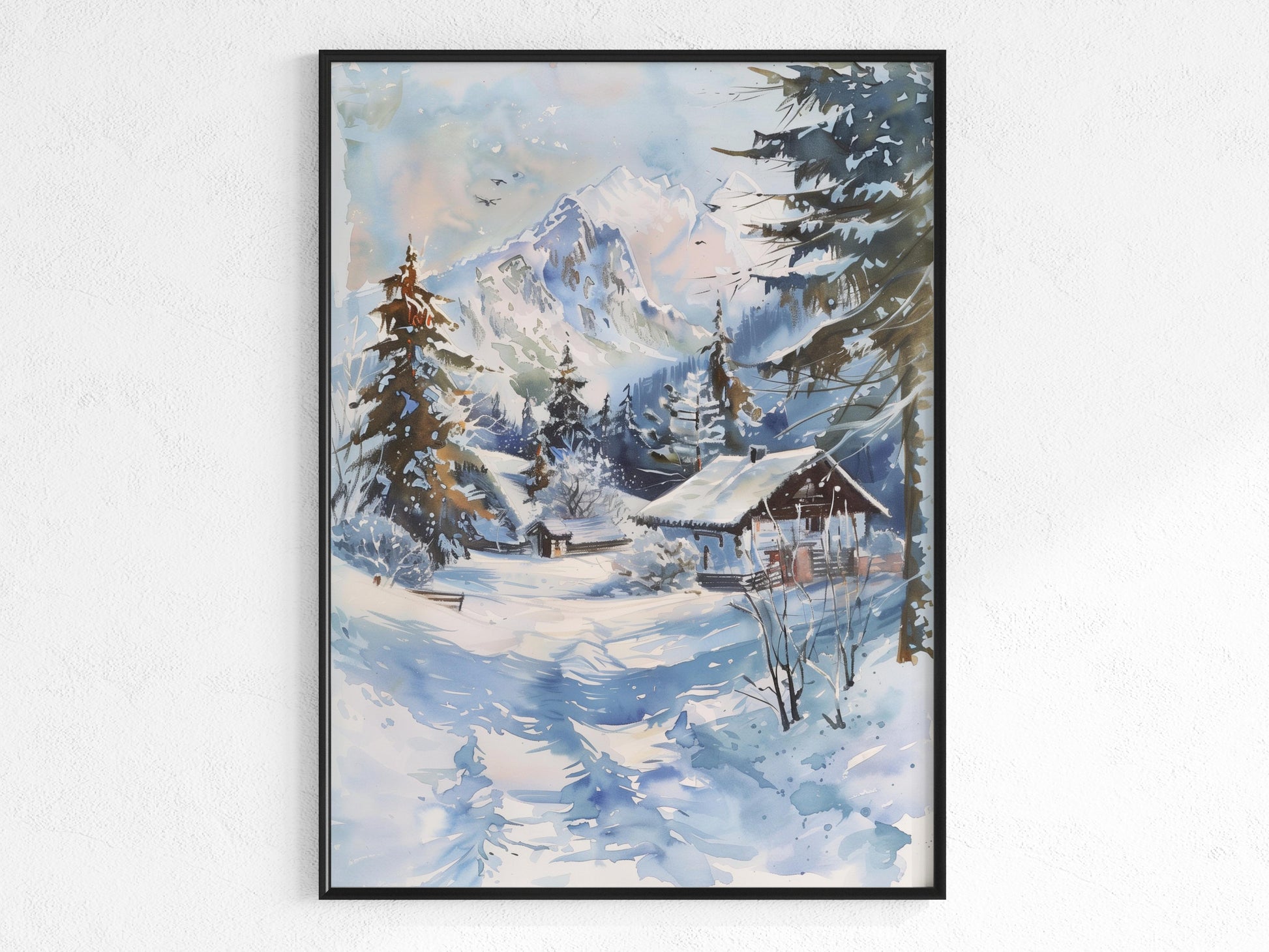 Alpine Winterpracht- office decoration, elegant art, living room art, snow scene, interior decor