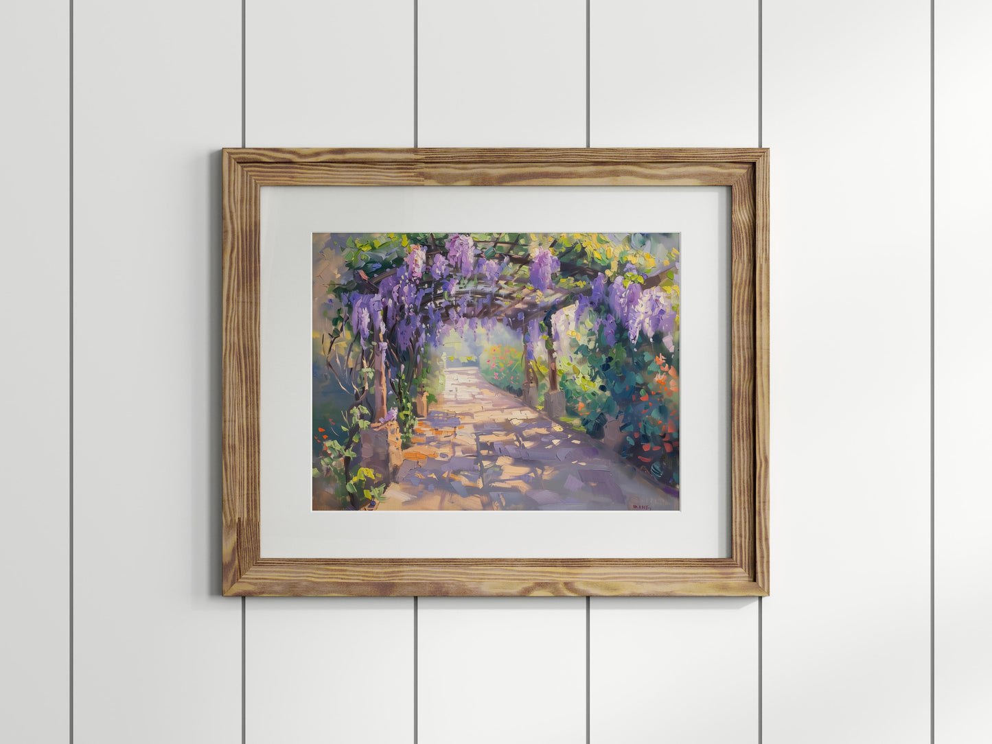 Lichtspiel unter den Glyzinien- dynamic brushwork, realism, wisteria, Iberian landscape, nature