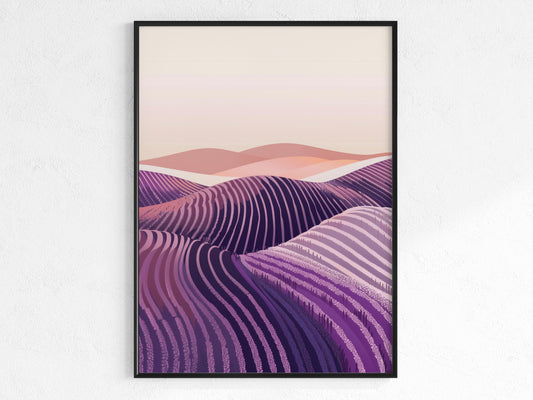 Lavender Dreams: A Geometric Ode to Nature- lavender field, home decor, abstract art, modern landscape, Eldon Peak