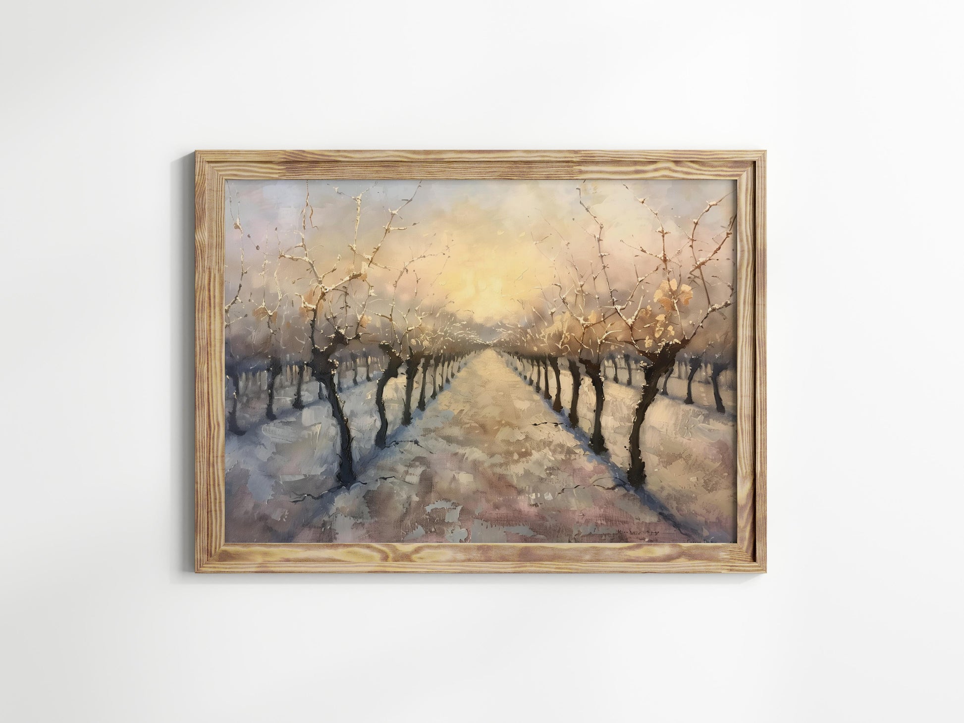 Winter Whispers in the Vineyards- Ice Wine, Vines, Winter Landscape, Interior Design, Wall Decoration