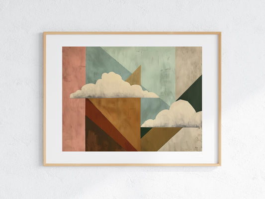 Geometric Cloudscape- geometric abstraction, modernist landscape, silence, Spanish artist, artistic philosophy